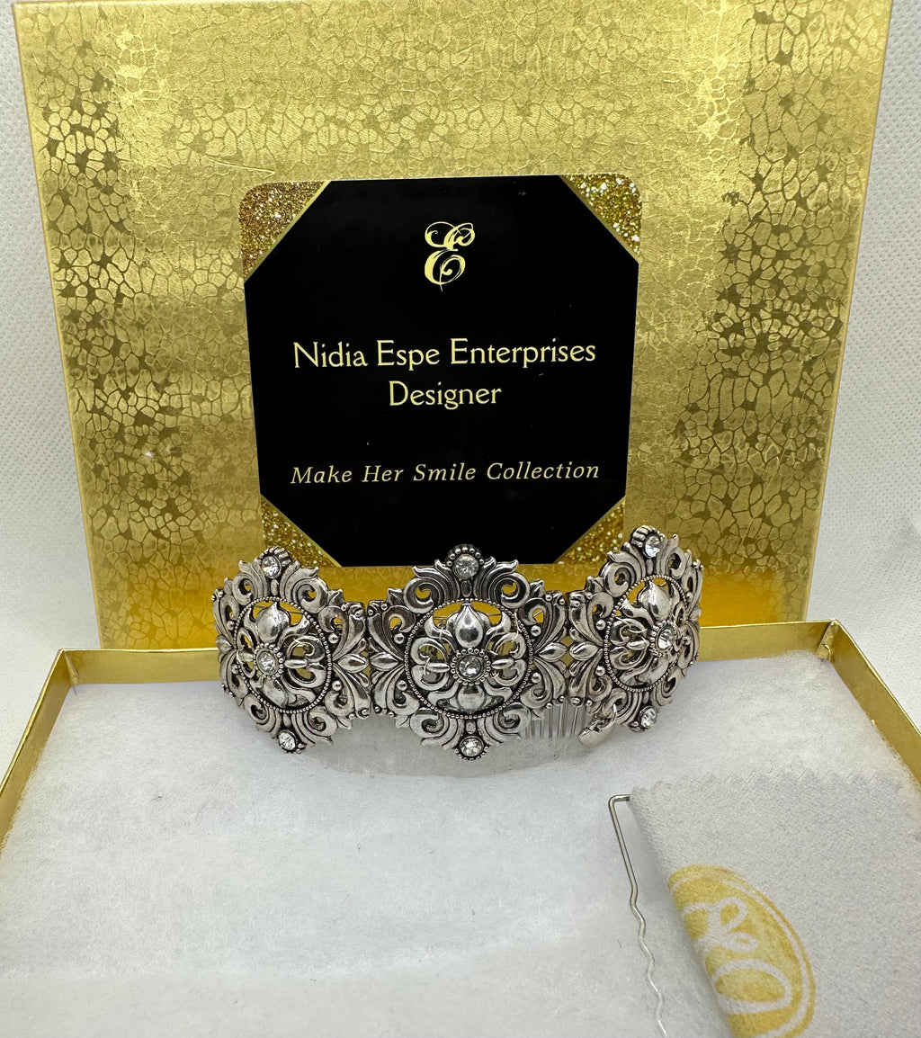 DP-150  ROYAL/SILVER PLATED SLIDER W/GLASS DIAMONDS