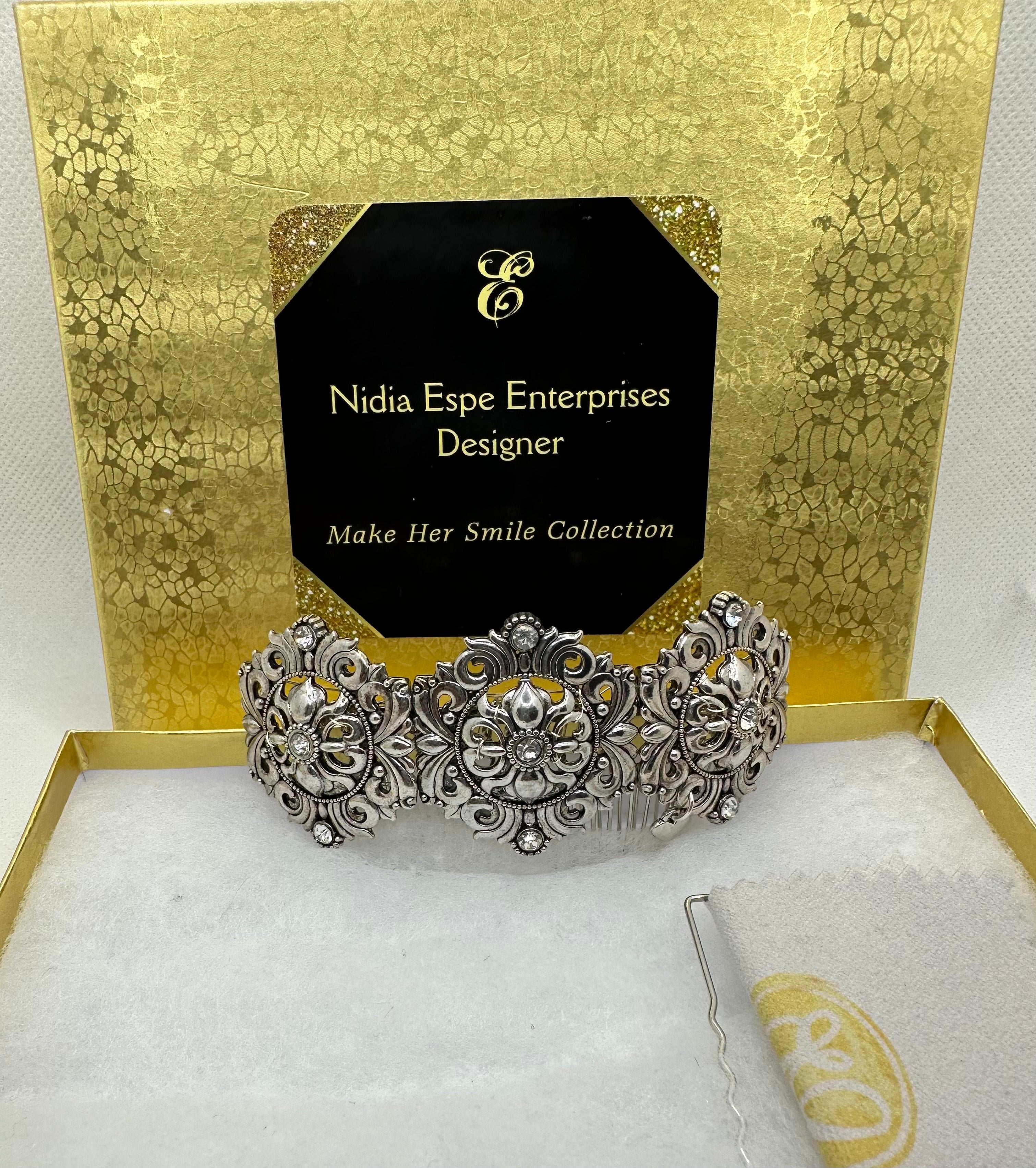 DP-150  ROYAL/SILVER PLATED SLIDER W/GLASS DIAMONDS