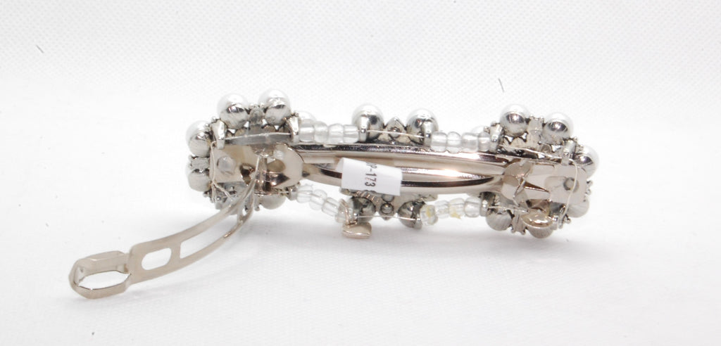 DP-173 DAZZLE 2 | PEARLS  BEADS W/GLASS DIAMONDS AND SILVER METAL FLOWERS