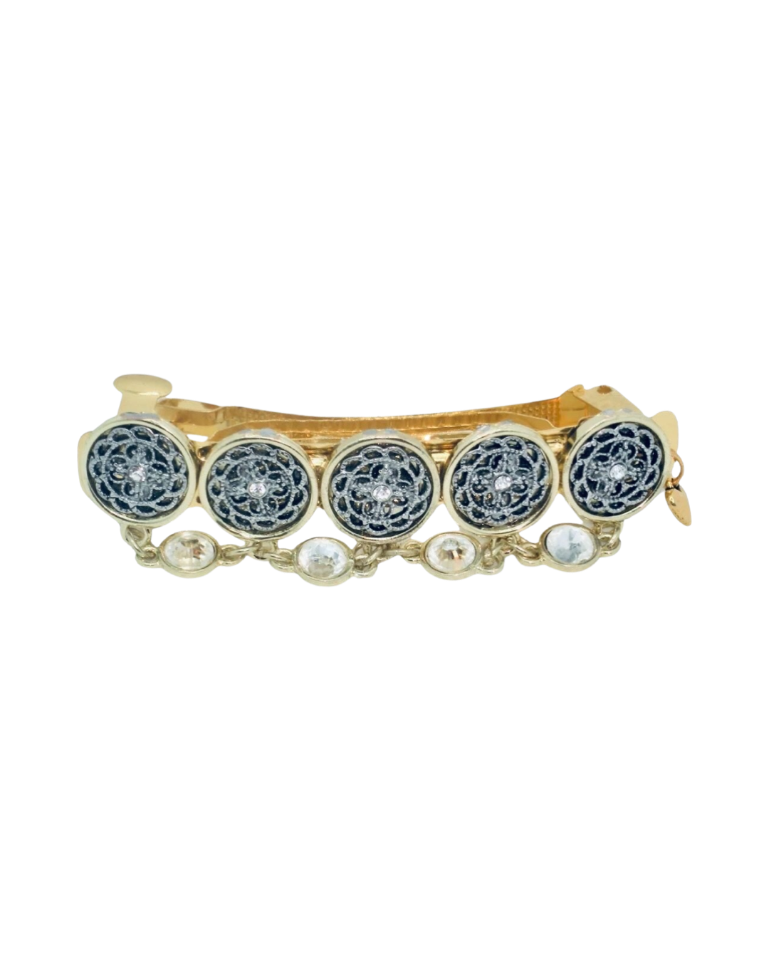 DP-204  AURORA | GOLD SILVER METAL WITH SMALL GLASS DIAMONDS & FOUR BIG GLASS DIAMONDS