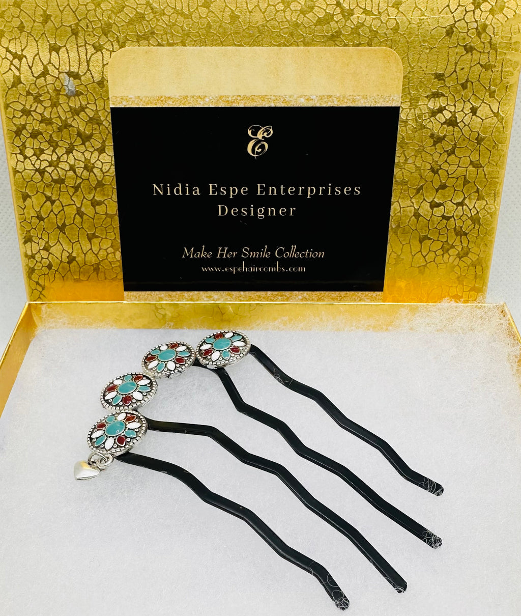 DP-312 DAKOTA | RED, WHITE AND LIGHT BLUE STONES IN SILVER METAL BEADS