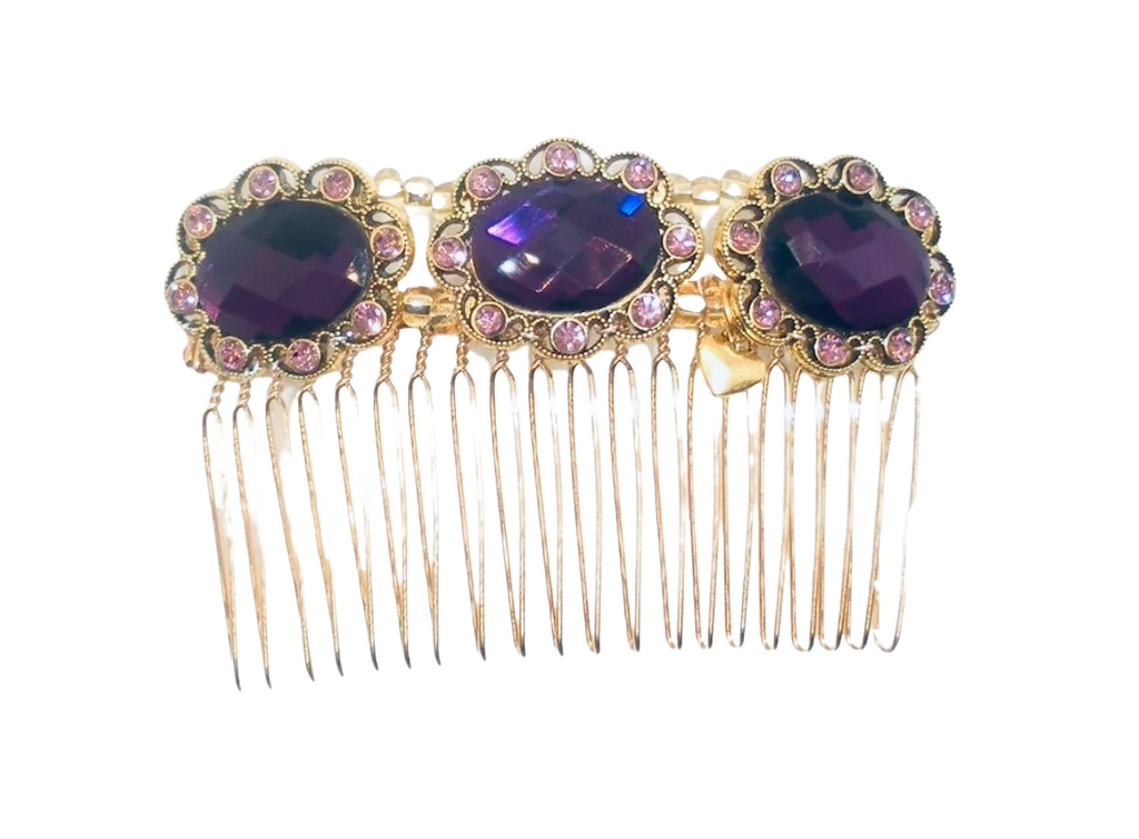 DP-206  FRANCISCA  | OVAL PURPLE STONES IN GOLD METAL