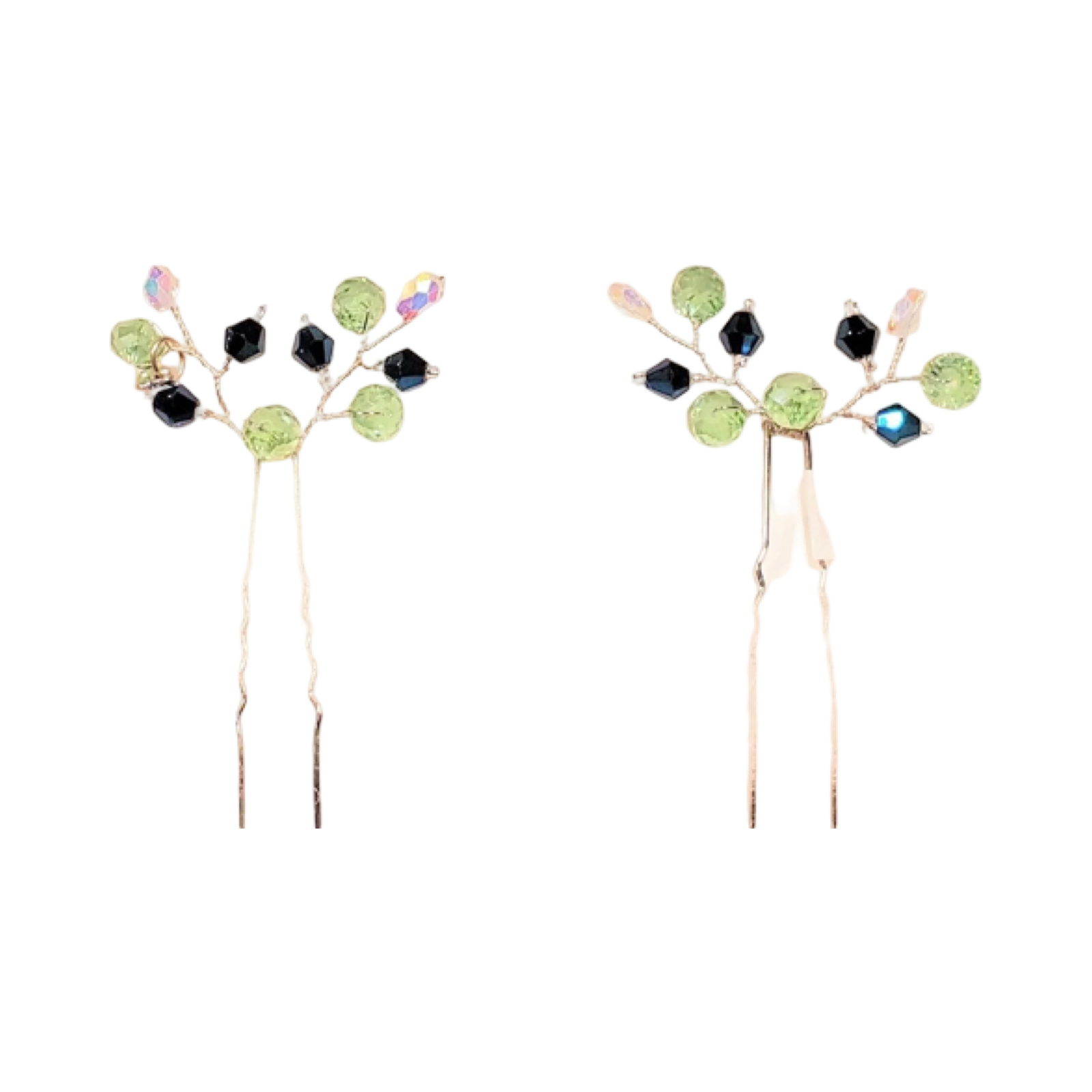 DP-46  VIÑA/GREEN-BLUE GLASS -CLEAR GLASS BEADS