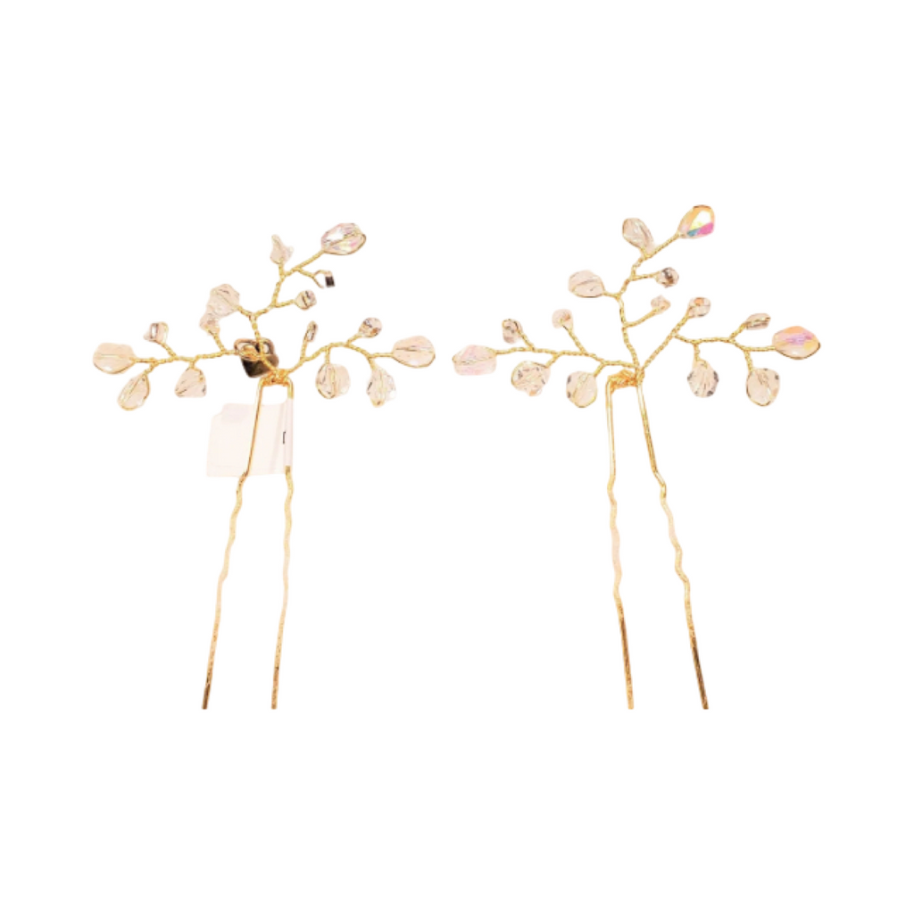 DP-62  VIÑA/GLASS CLEAR BEADS -GOLD METAL