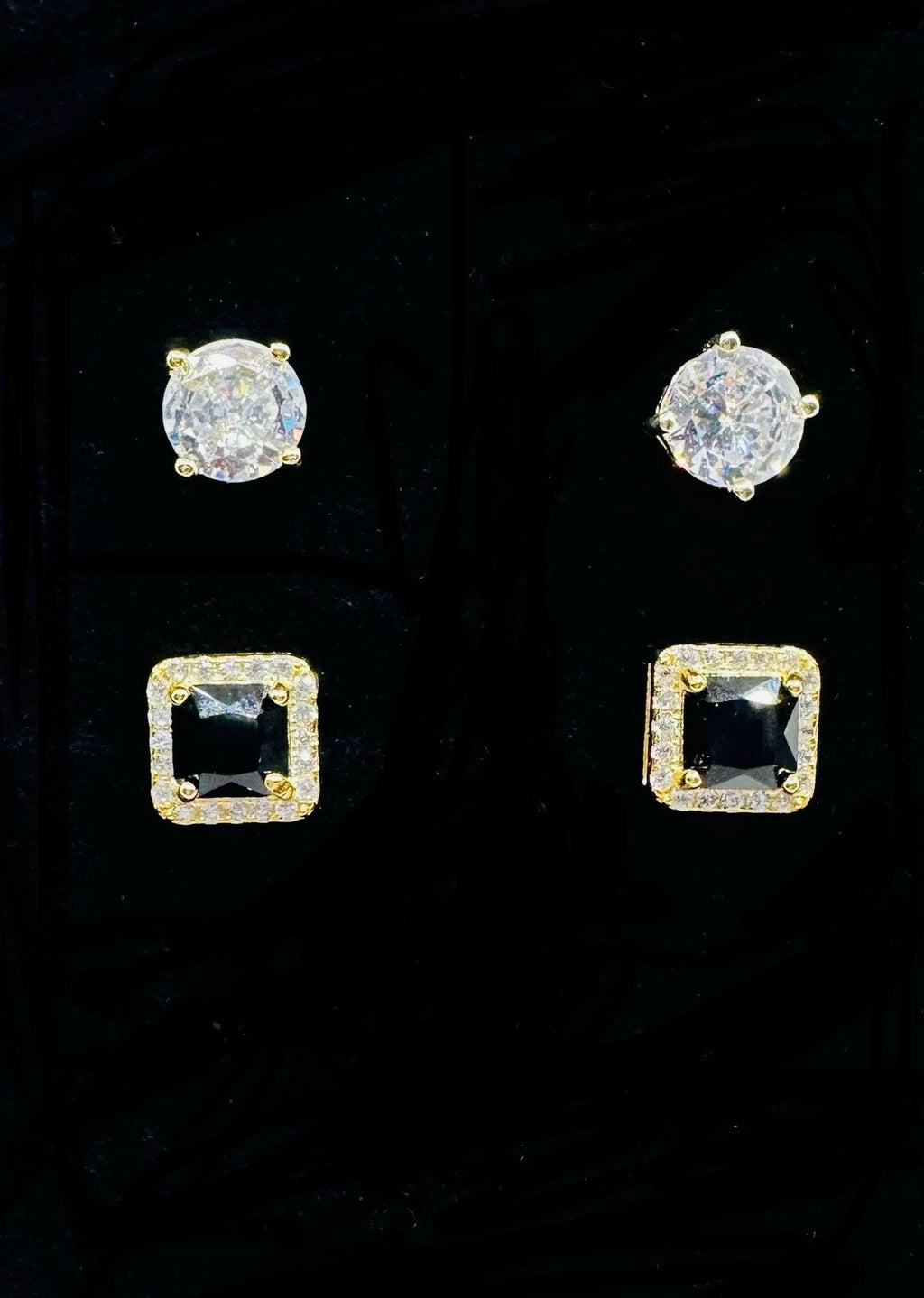 DP-282 Stella Rose London 2 Pairs of CZ studs gold plated sterling silver 925