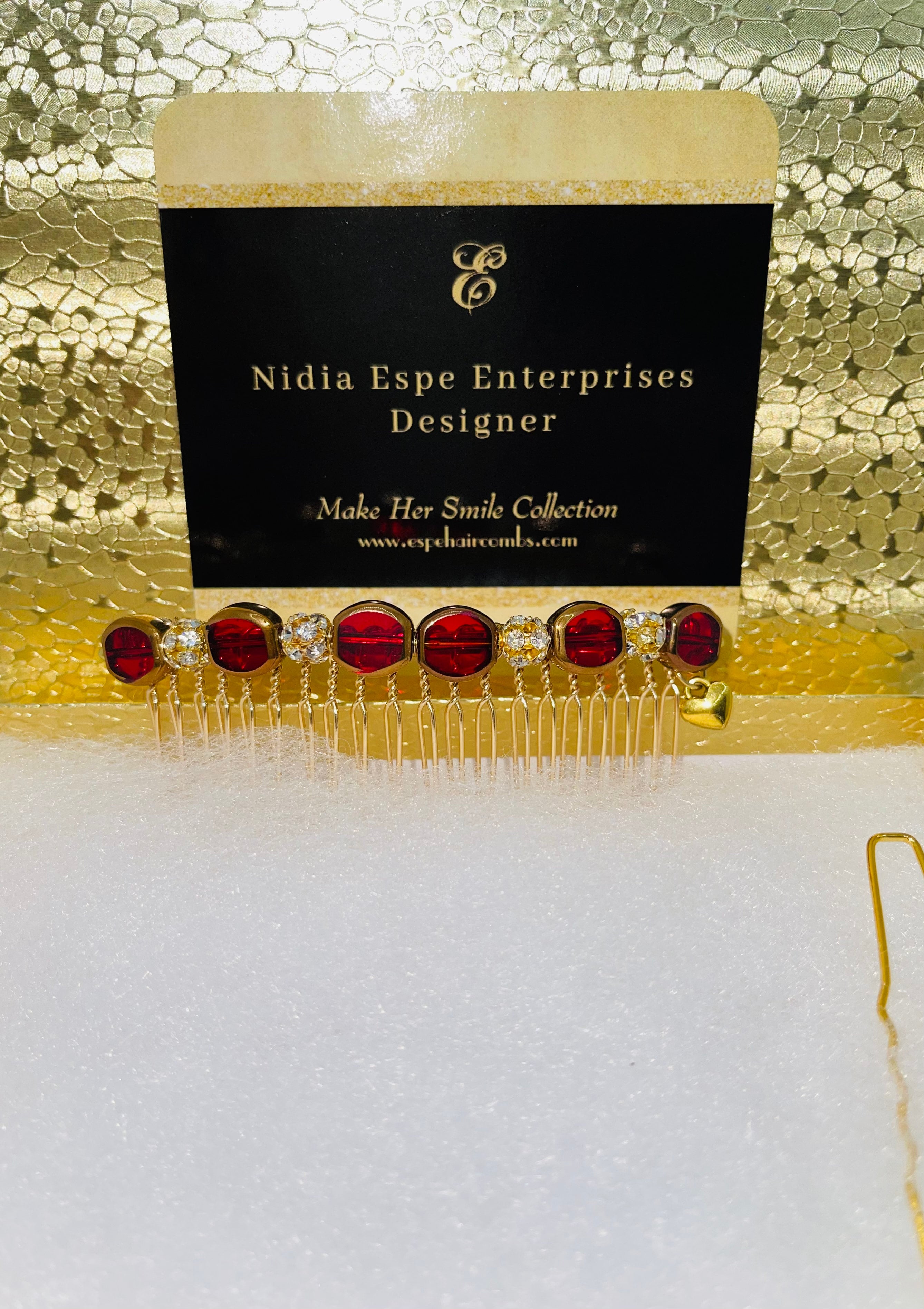 DP-246 RED SKY | RED STONES WITH GOLD METAL BORDERS