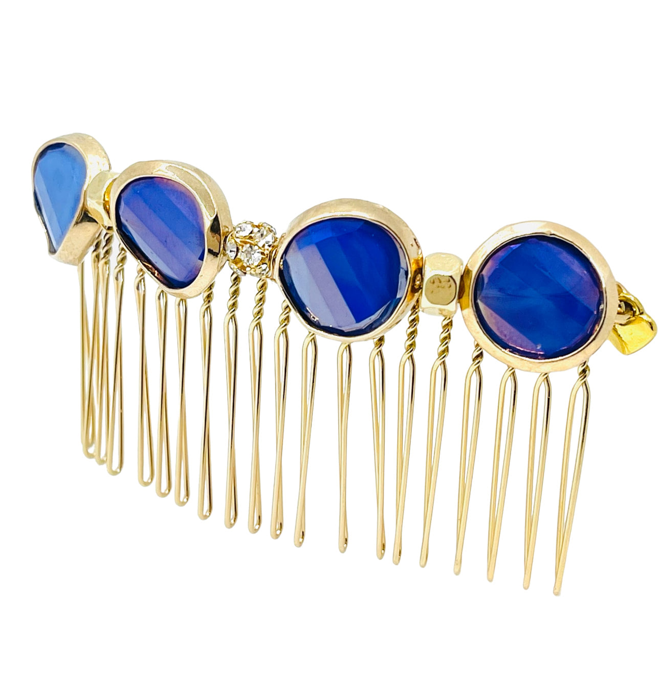 DP-244 BLUE GARDENIA | BLUE STONES WITH GOLD METAL EDGE