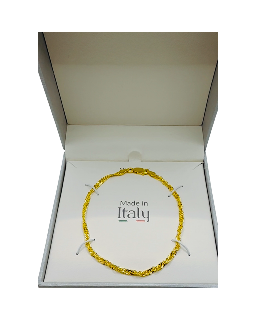 DP-279. 7.5” Twisted Bracelet gold plated sterling silver 925 Made in Italy