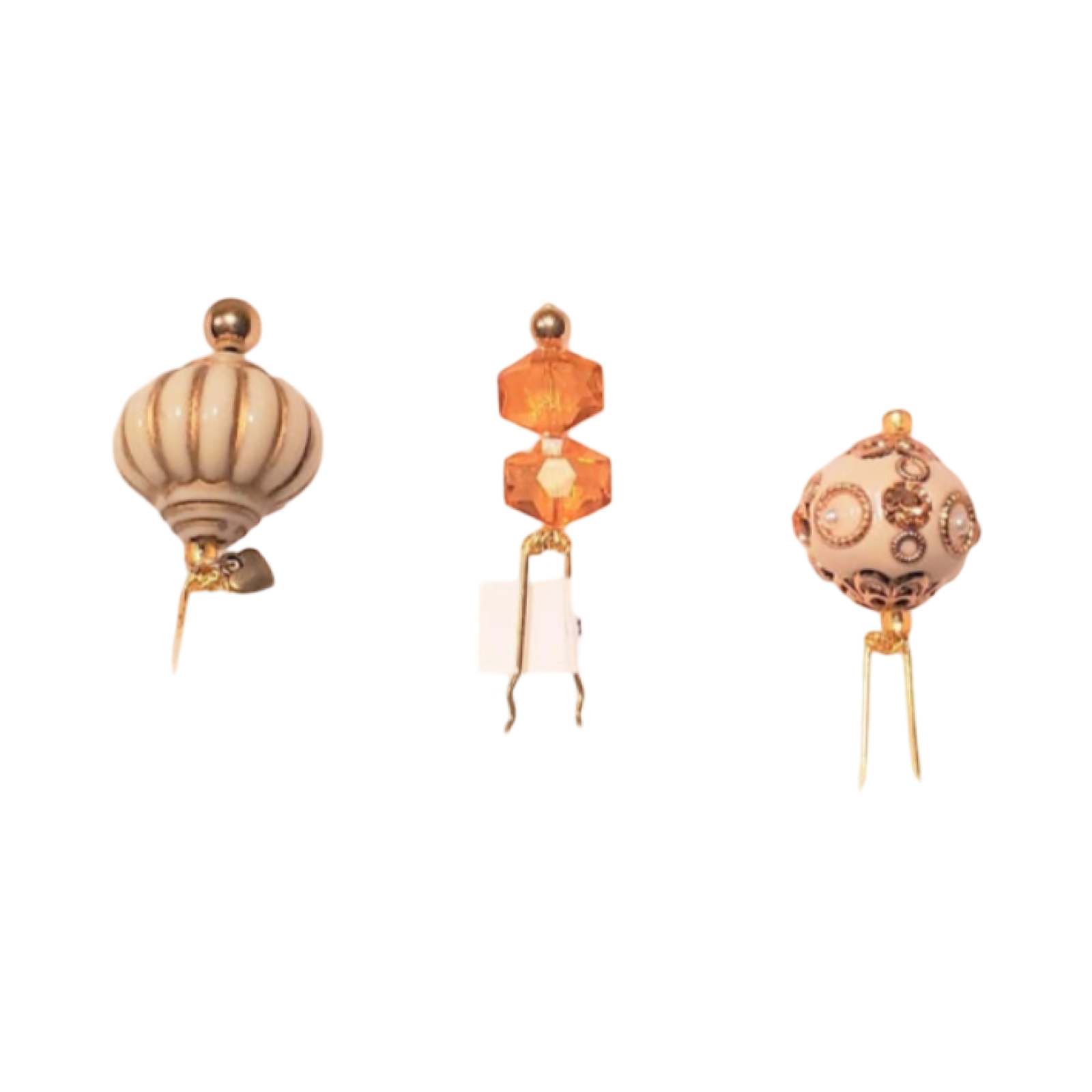 DP-116 IMPERIOUS 2/ORANGE GLASS BEADS-W/GLASS DIAMONDS