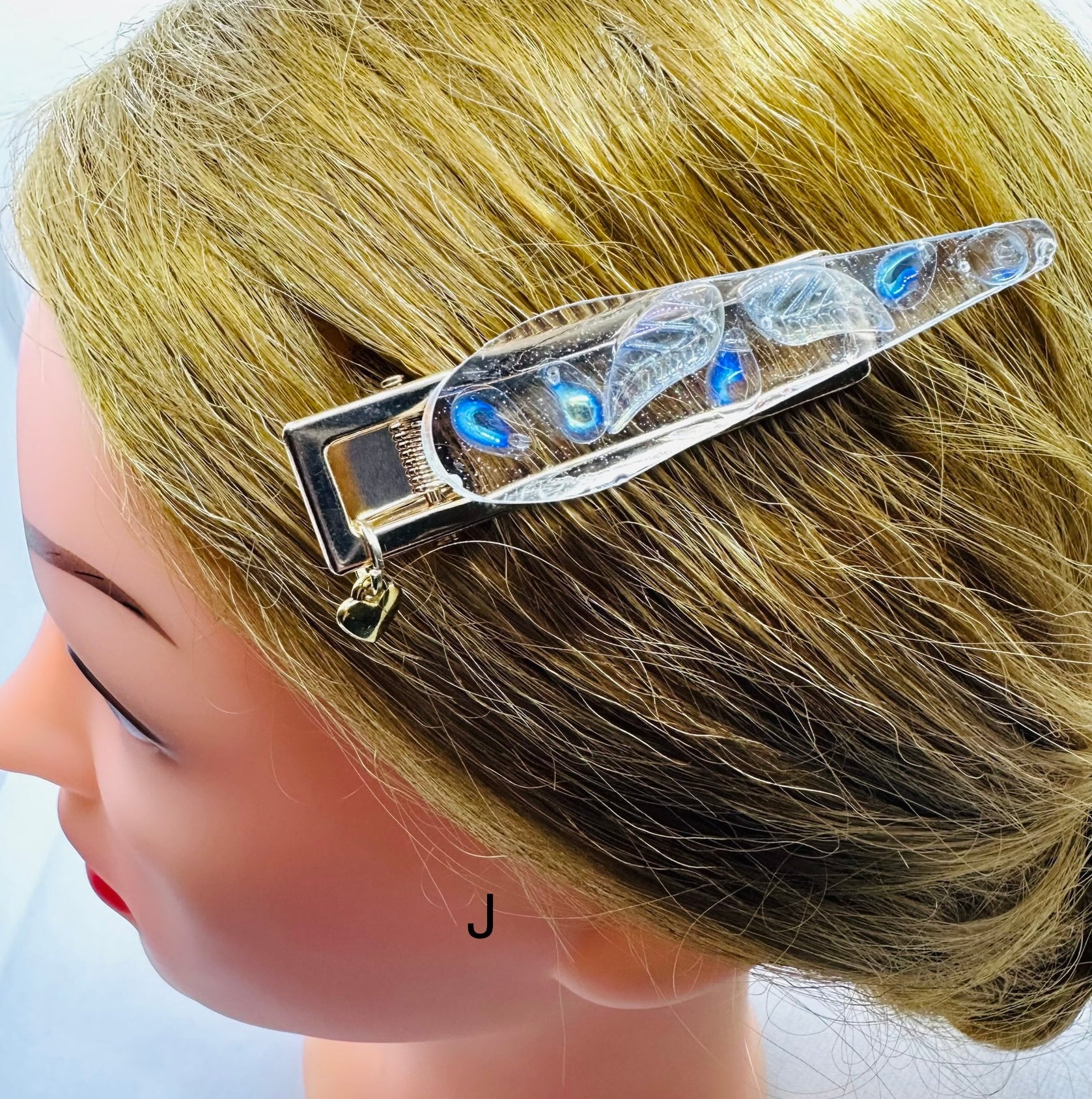 DP-270 FUN CLIPS | WITH COLORFUL BEADS GLITTER, BUTTERFLIES AND MADE WITH RESIN IN GOLD METAL