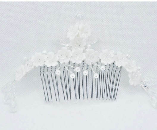 DP-200 CRYSTAL BEAUTY | CRYSTAL FLOWERS,WHITE GLASS PEARLS,GLASS LEAVES & BEADS- EXCLUSIVE