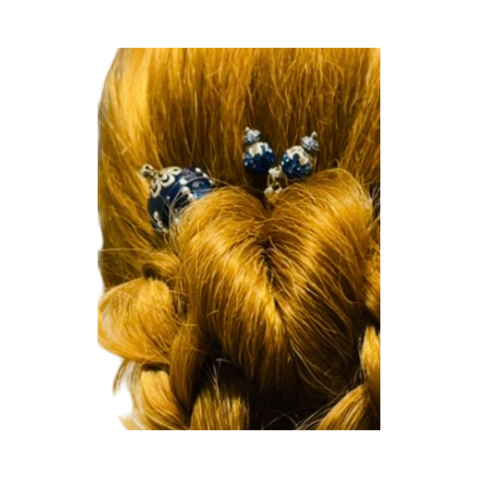 DP-106   ORIENTE 2/BLUE GLASS BEADS-WITH SILVER METAL-GLASS DIAMONDS AND GLASS BLUE DIAMONDS