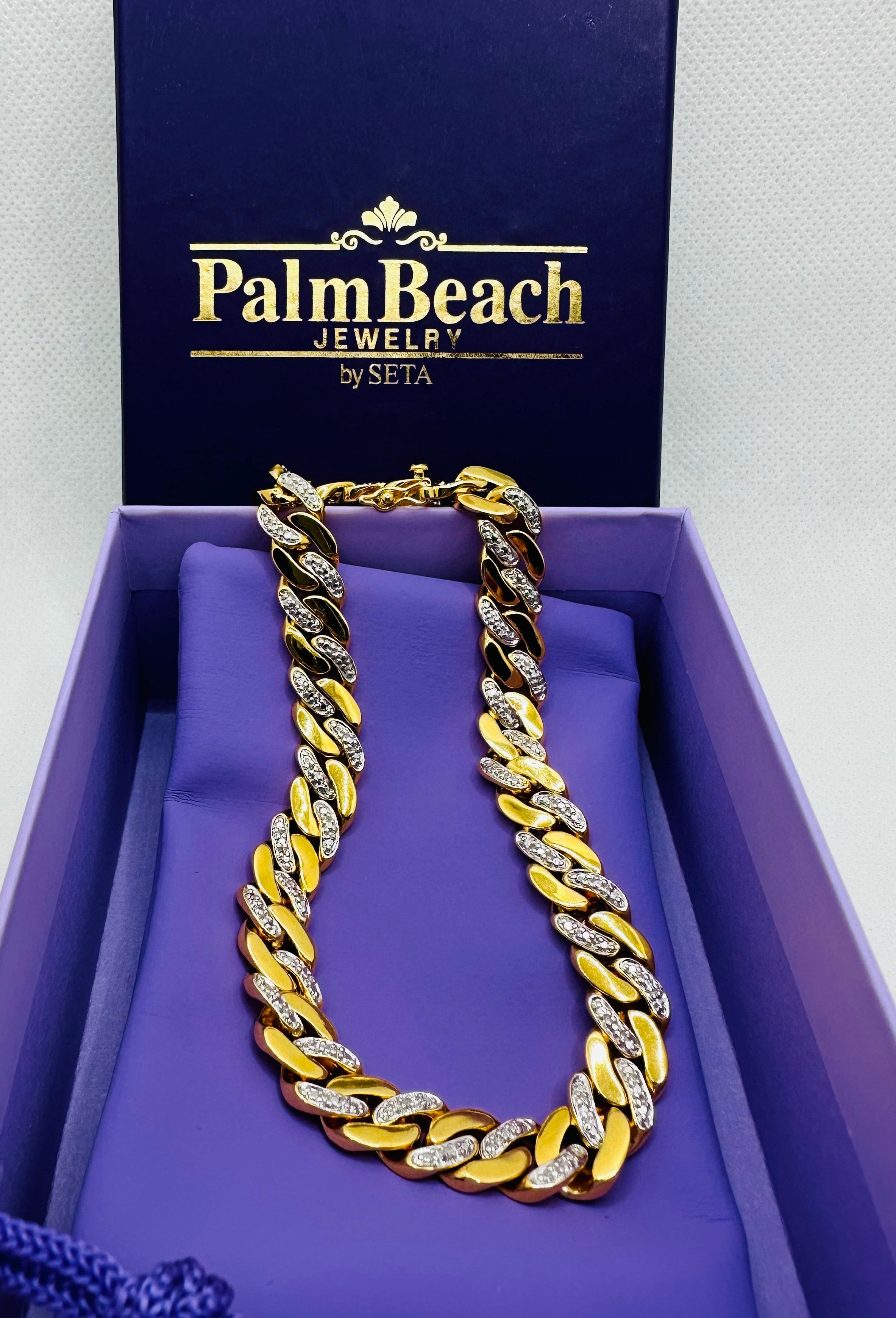 DP-268   Men's Diamond Accent Curb-Link Bracelet Yellow Gold-Plated 9.5" (9mm)