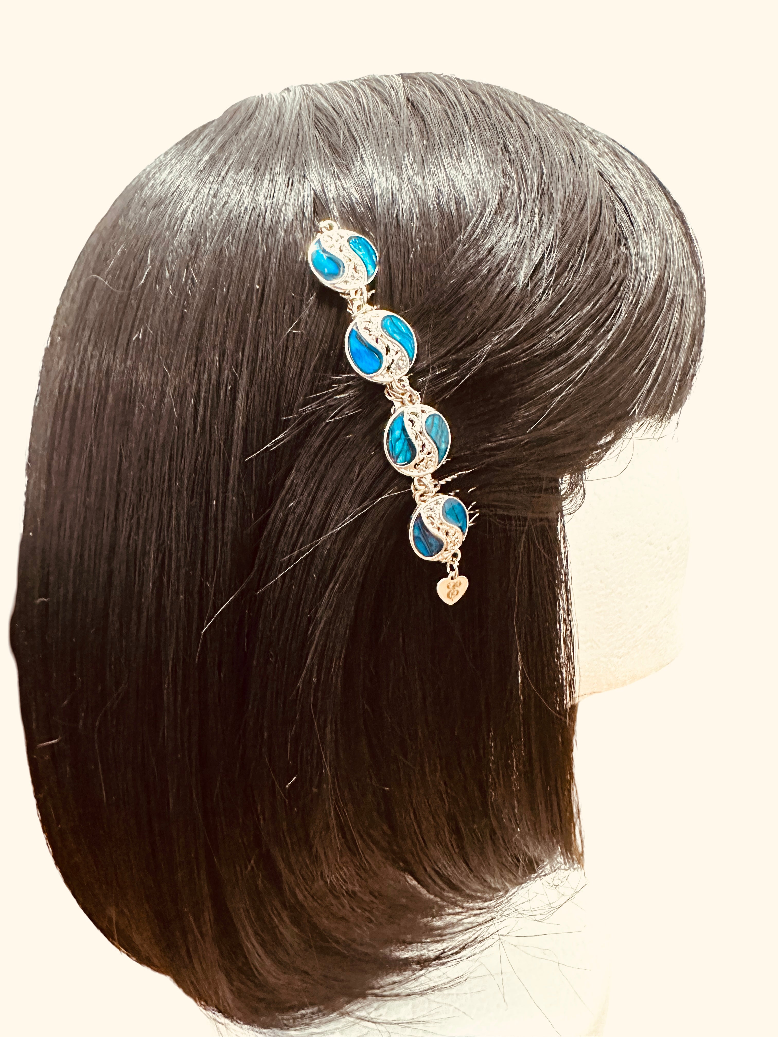 DP-326 TWO OCEANS/ ROYAL BLUE ACCENT WITH SILVER METAL BEADS  "MADE IN PANAMA"