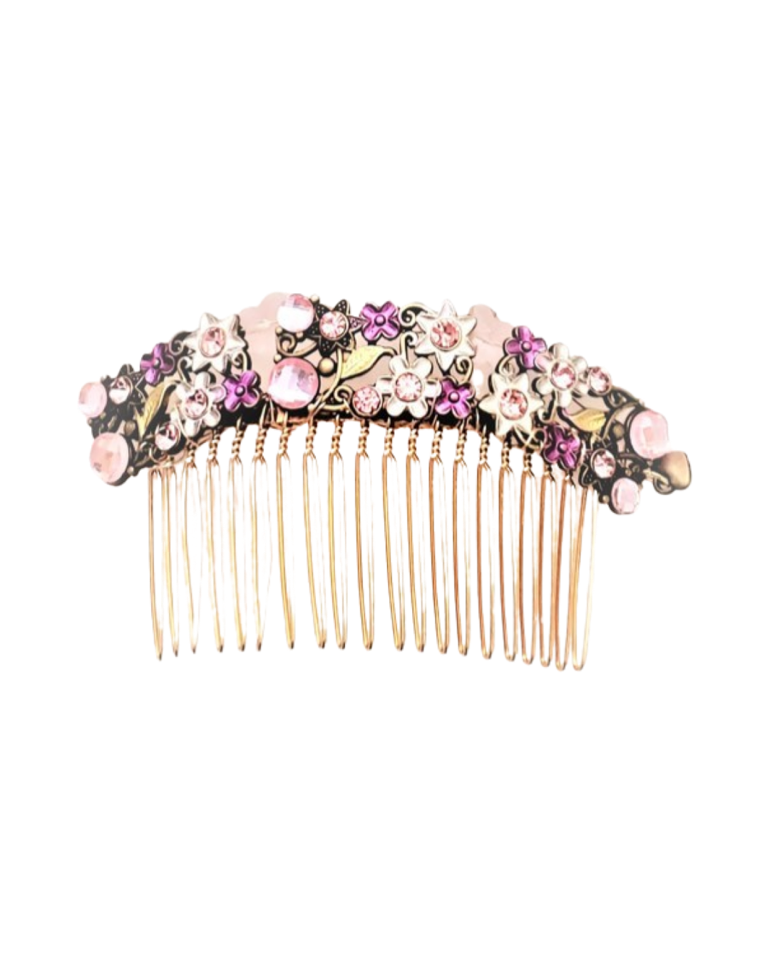 DP-147  PINK GARDEN/METAL PINK FLOWERS WITH PINK BUTTERFLIES BEADS