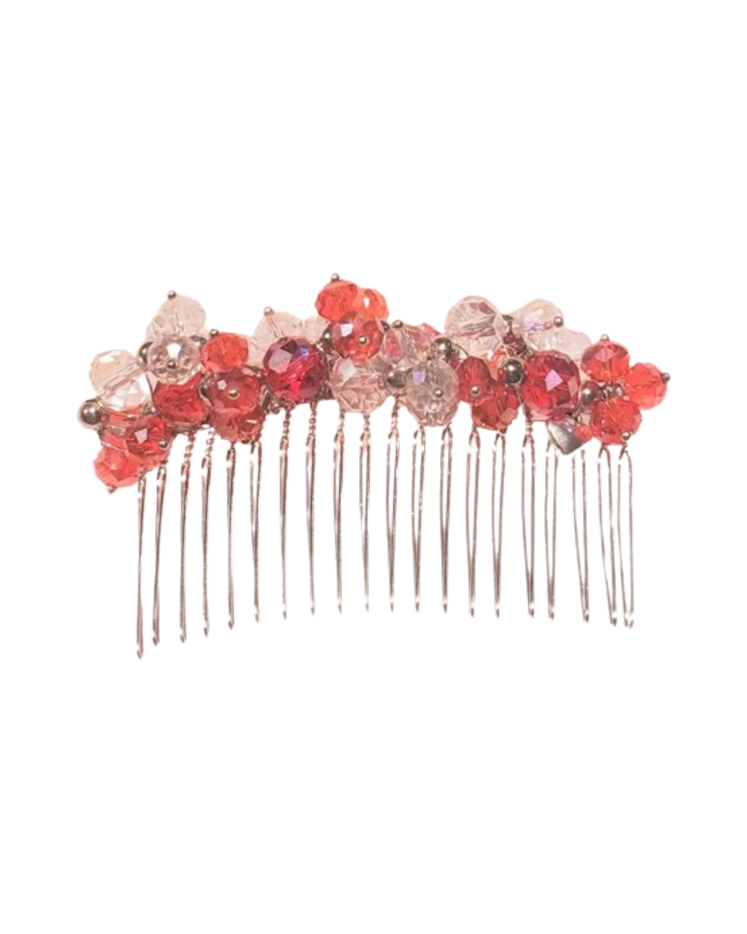 DP-94   RUBY  /RED GLASS BEADS-CLEAR GLASS BEADS