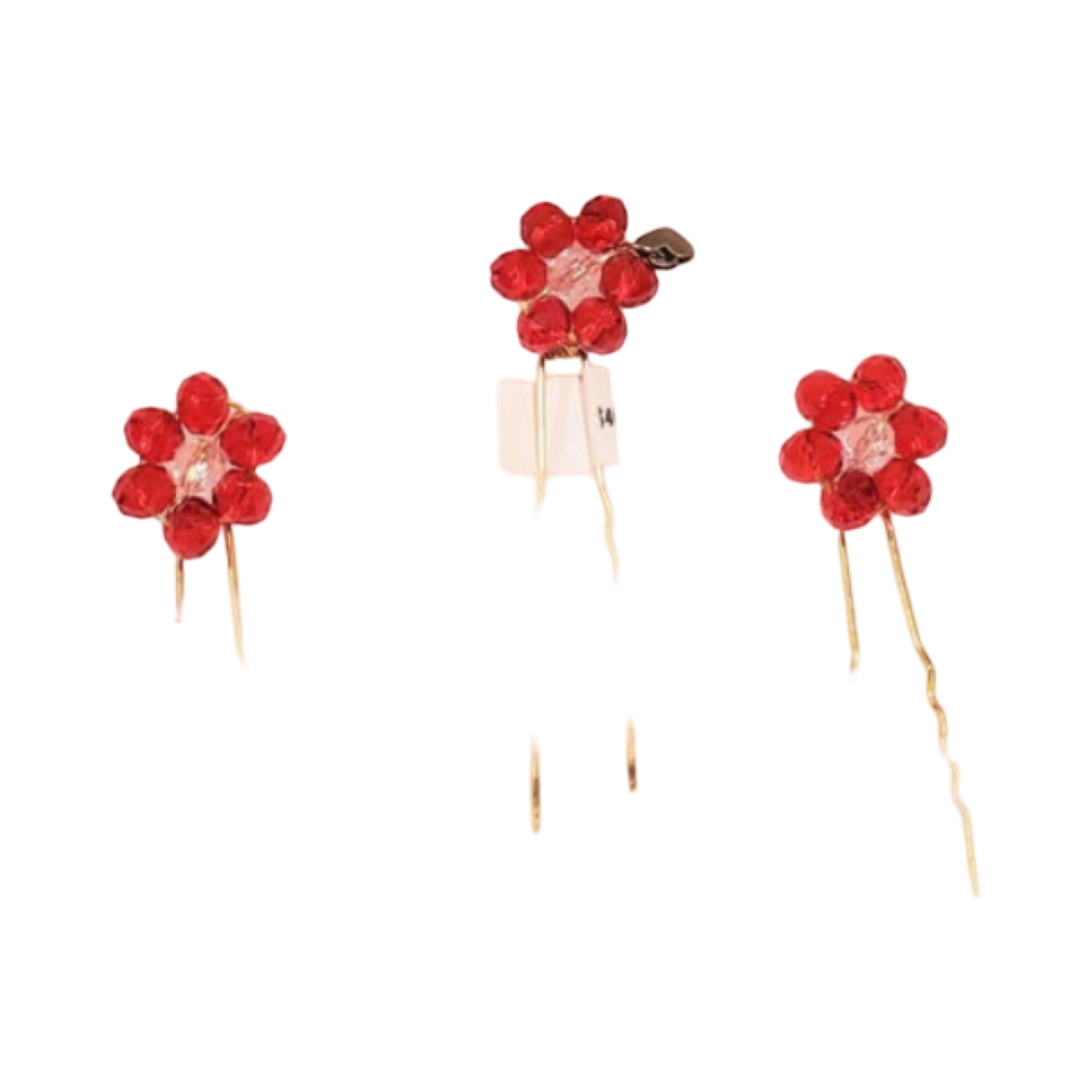 DP-84  BOUQUET/RED GLASS BEADS-CLEAR GLASS BEADS