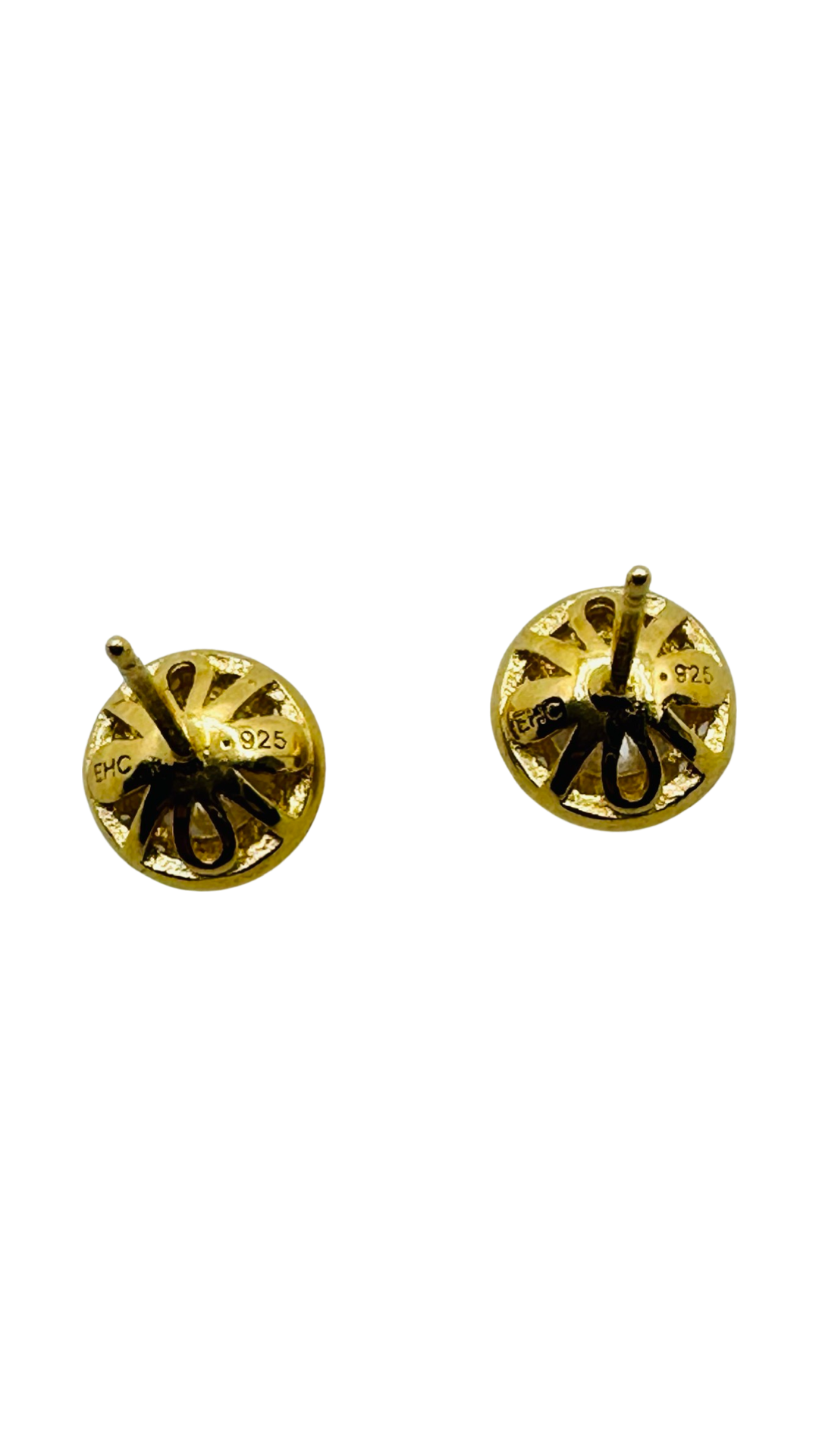 DP-299 Harper Grace Sterling Silver Gold Plated CZ 9MM Round Stud 925 Hallmark