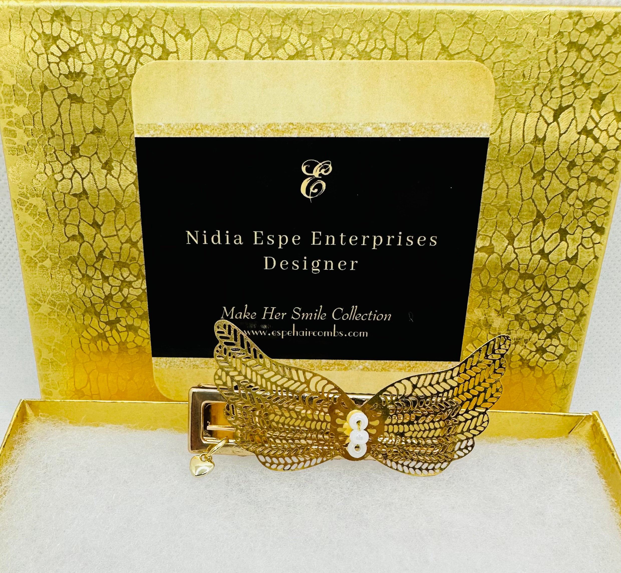 DP-273 WINGS | GOLDEN FILIGREE ANGEL WINGS WITH TINY WHITE BEADS IN GOLD METAL