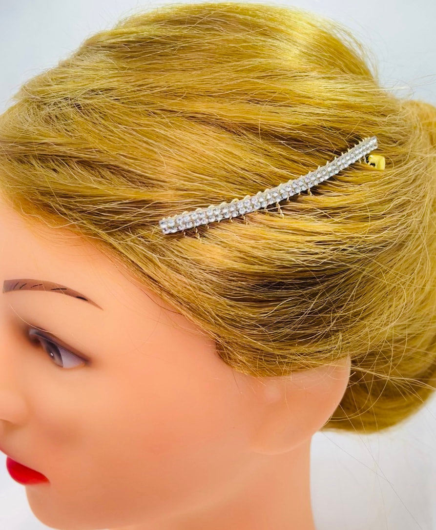 DP-247 DELICATE NOVA| TWO LINES OF TINY CLEAR GLASS DIAMONDS IN GOLD METAL