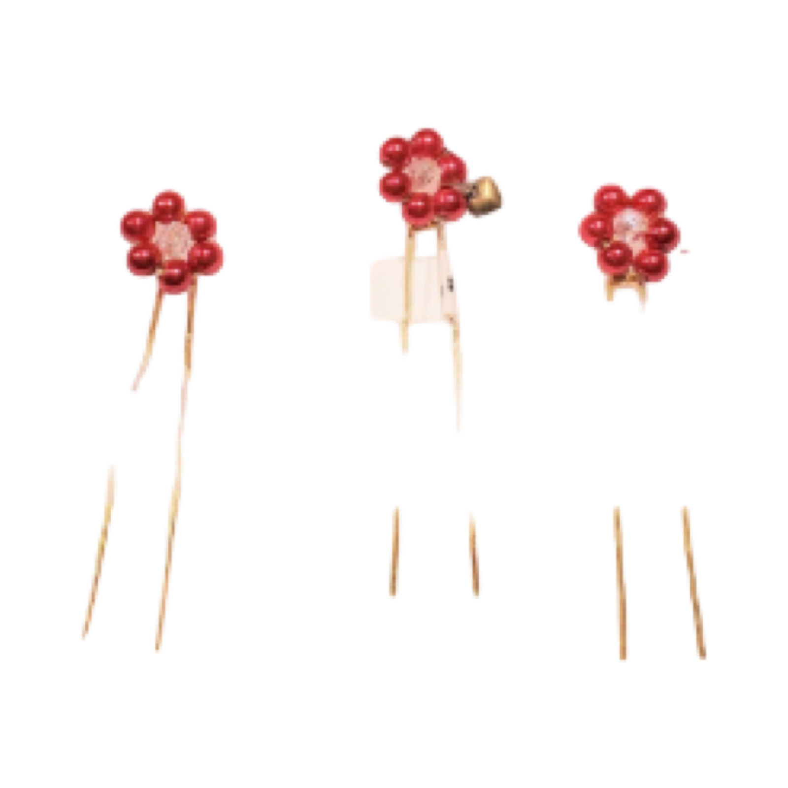 DP-03  BOUQUET/APPLE RED GLASS PEARLS-GLASS BEADS