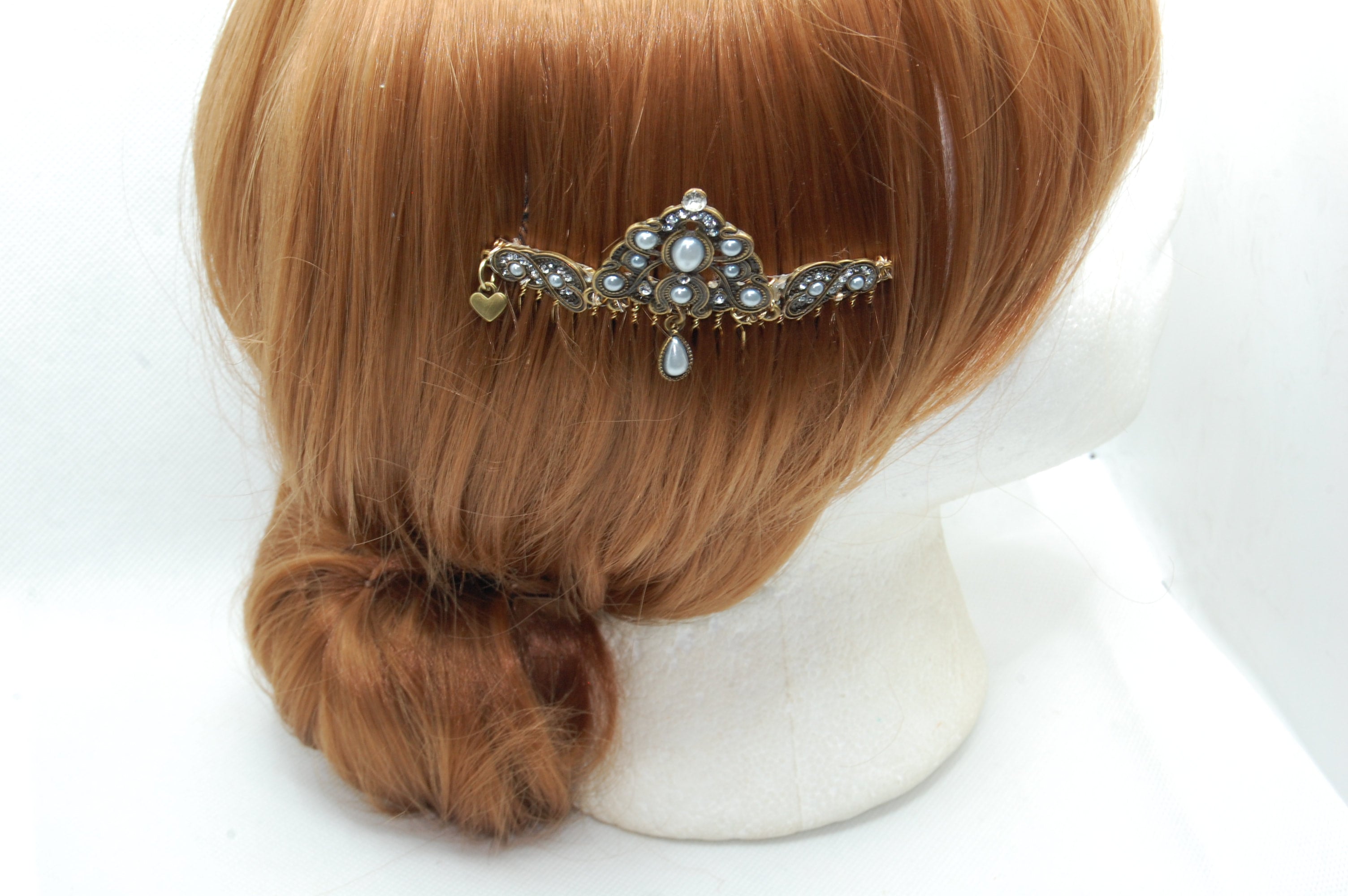 DP-182 MAJESTIC | LIGHT BLUE BEADS - GLASS DIAMOND- OXIDIZED BRASS- VINTAGE LOOK