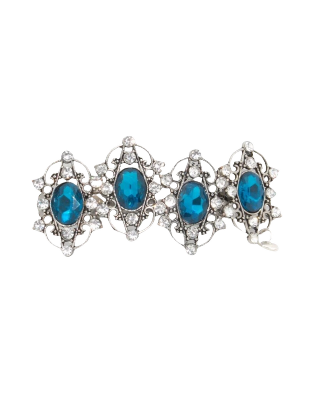 DP-181  RELUCIENTE 2 | SILVER METAL-GLASS DIAMONDS- TURQUOISE BEADS
