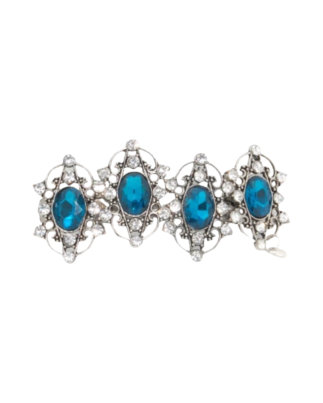DP-181  RELUCIENTE 2 | SILVER METAL-GLASS DIAMONDS- TURQUOISE BEADS
