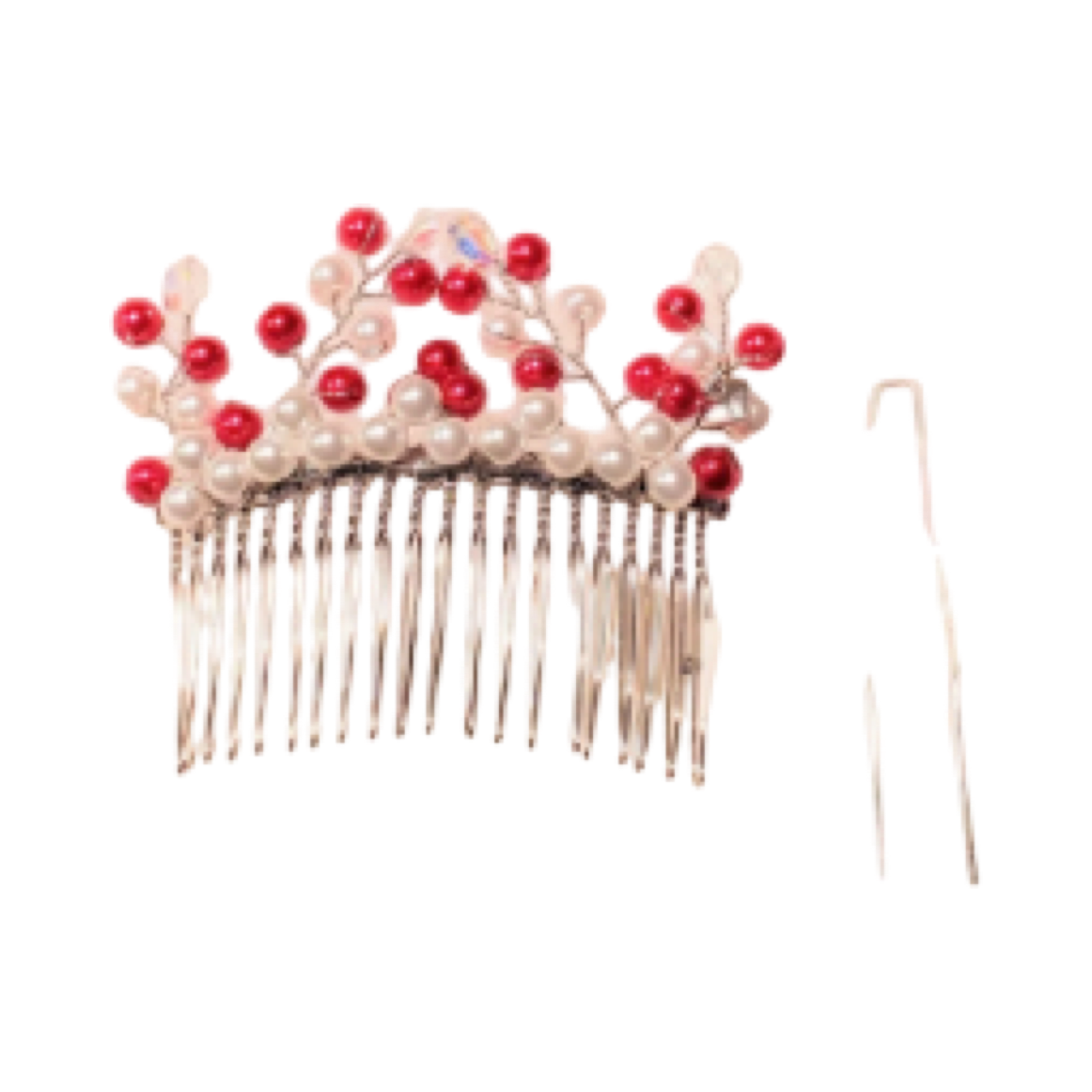 DP-23   LOVE, LOVE, LOVE/ RED-WHITE GLASS PEARLS- CLEAR GLASS BEADS