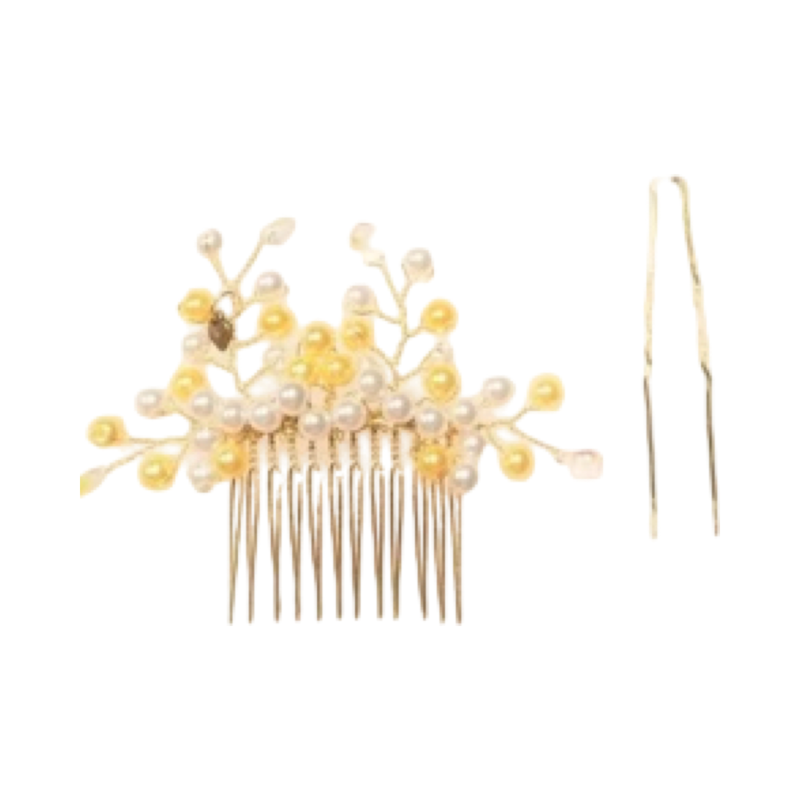 DP-32  LOVE,LOVE,LOVE/GLASS YELLOW & WHITE PEARLS WITH GLASS DROPS