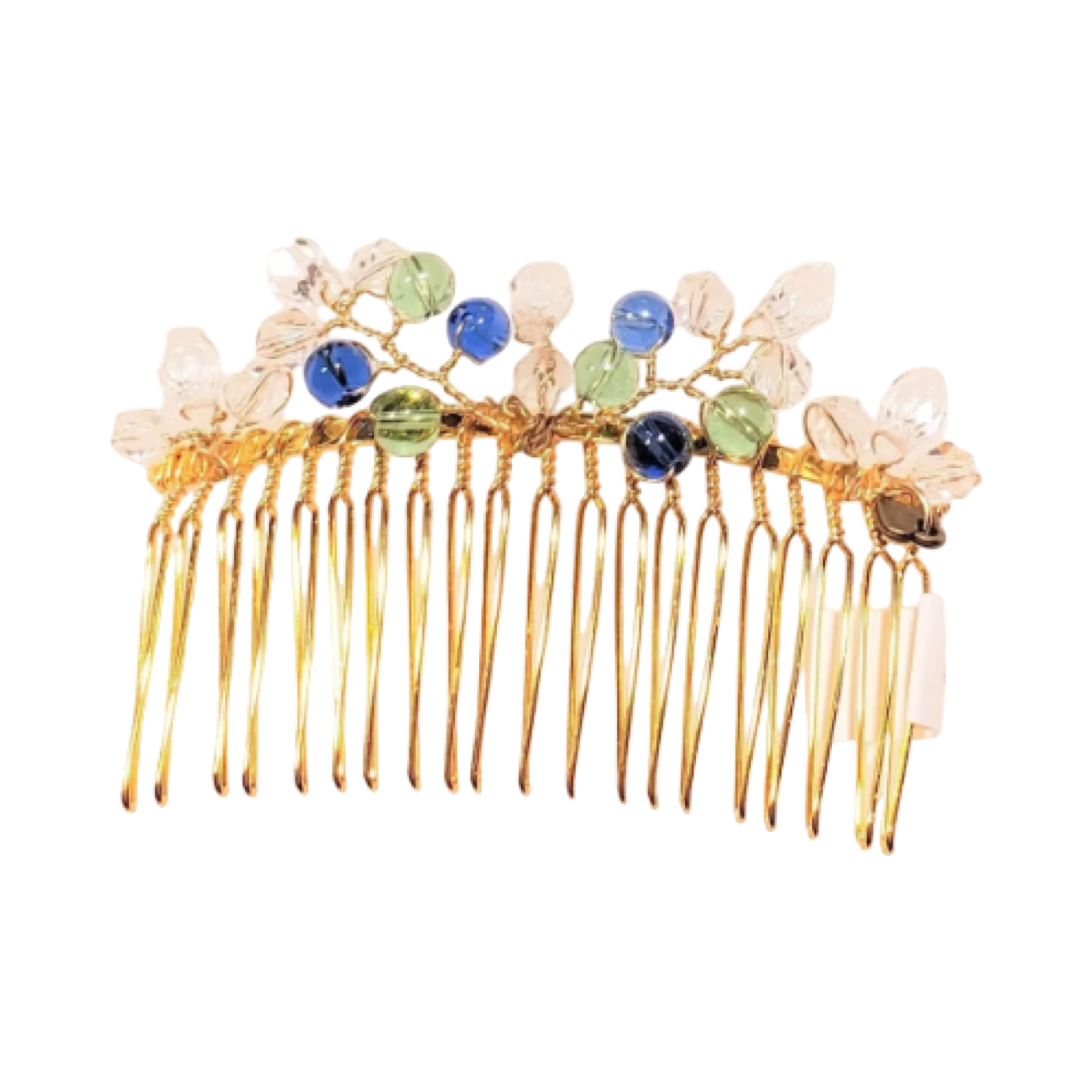 DP-60  RESPLANDOR/BLUE-GREEN GLASS BEADS - CLEAR CRYSTALS BEADS. “EXCLUSIVE”