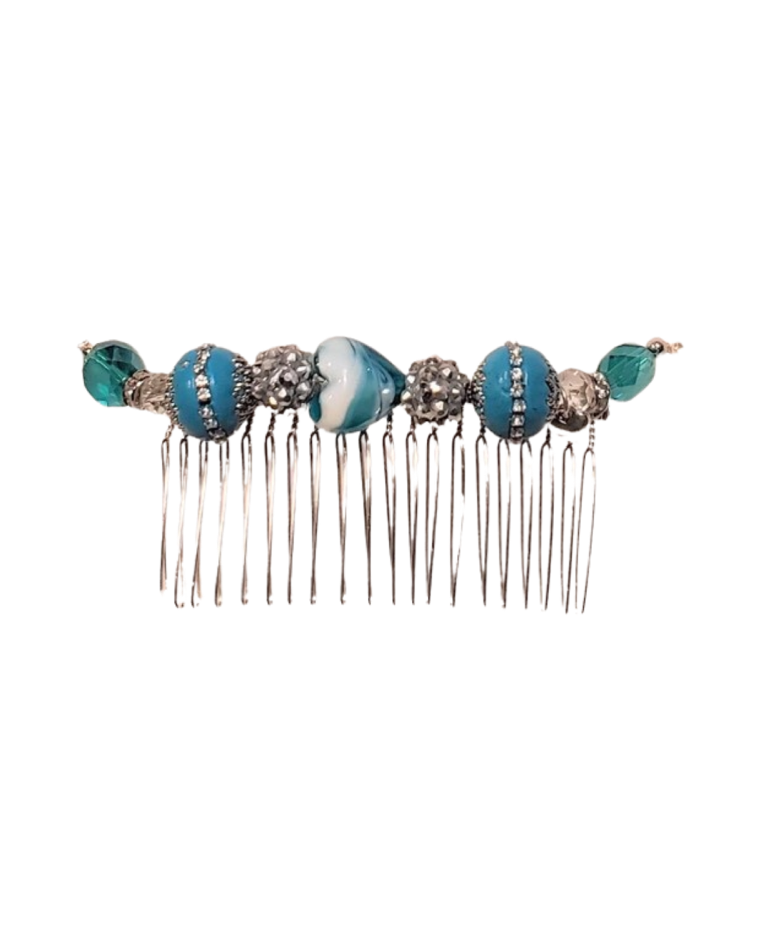 DP-101   JOURNEY | GREEN-CLEAR-TURQUOISE GLASS BEADS W/GLASS DIAMONDS