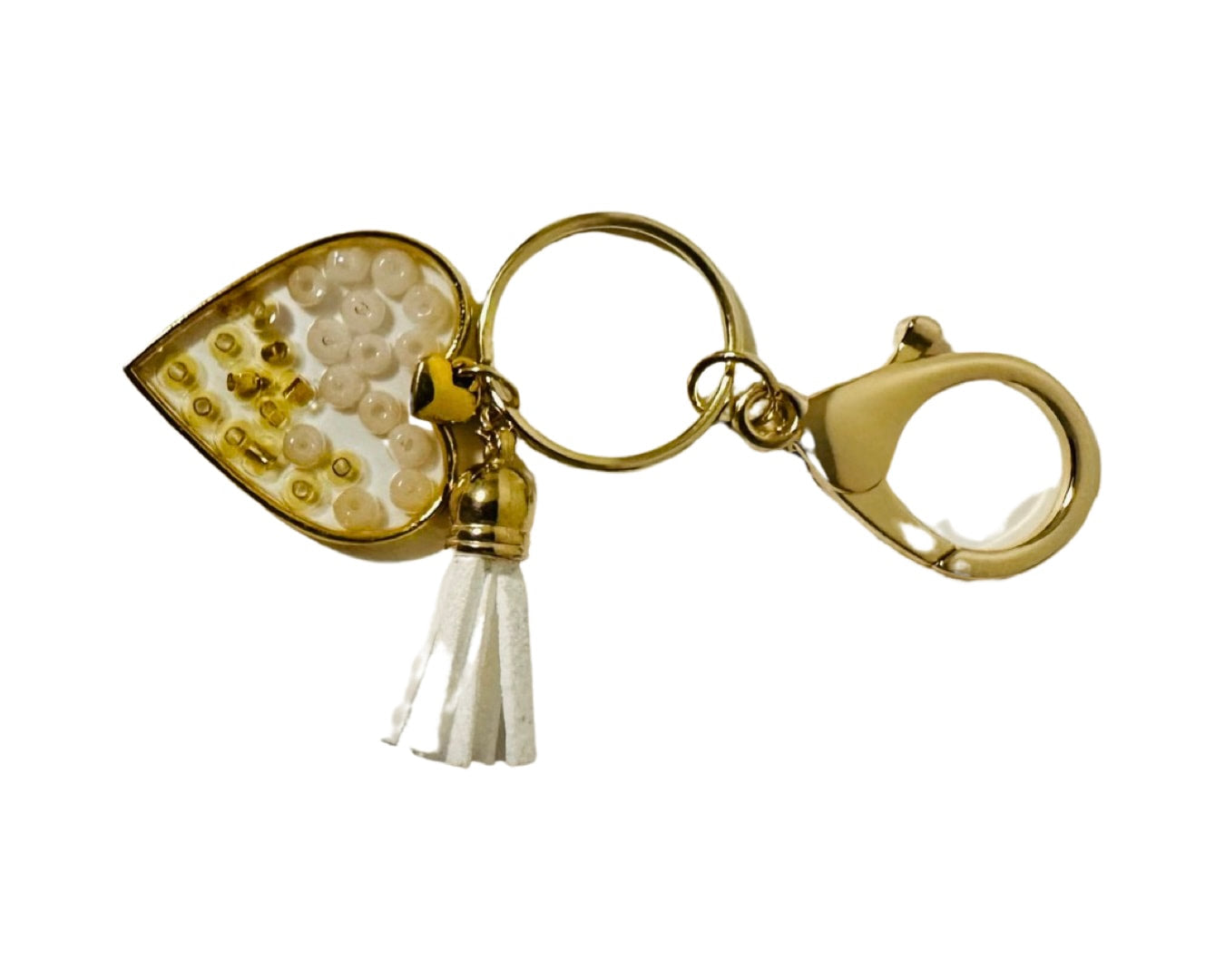 DP-272 SOUVENIR 2| SMALL(CHICO)KEYRING MADE WITH COLORFUL BEADS, GLITTER, SEQUENCES AND RESIN IN GOLD METAL