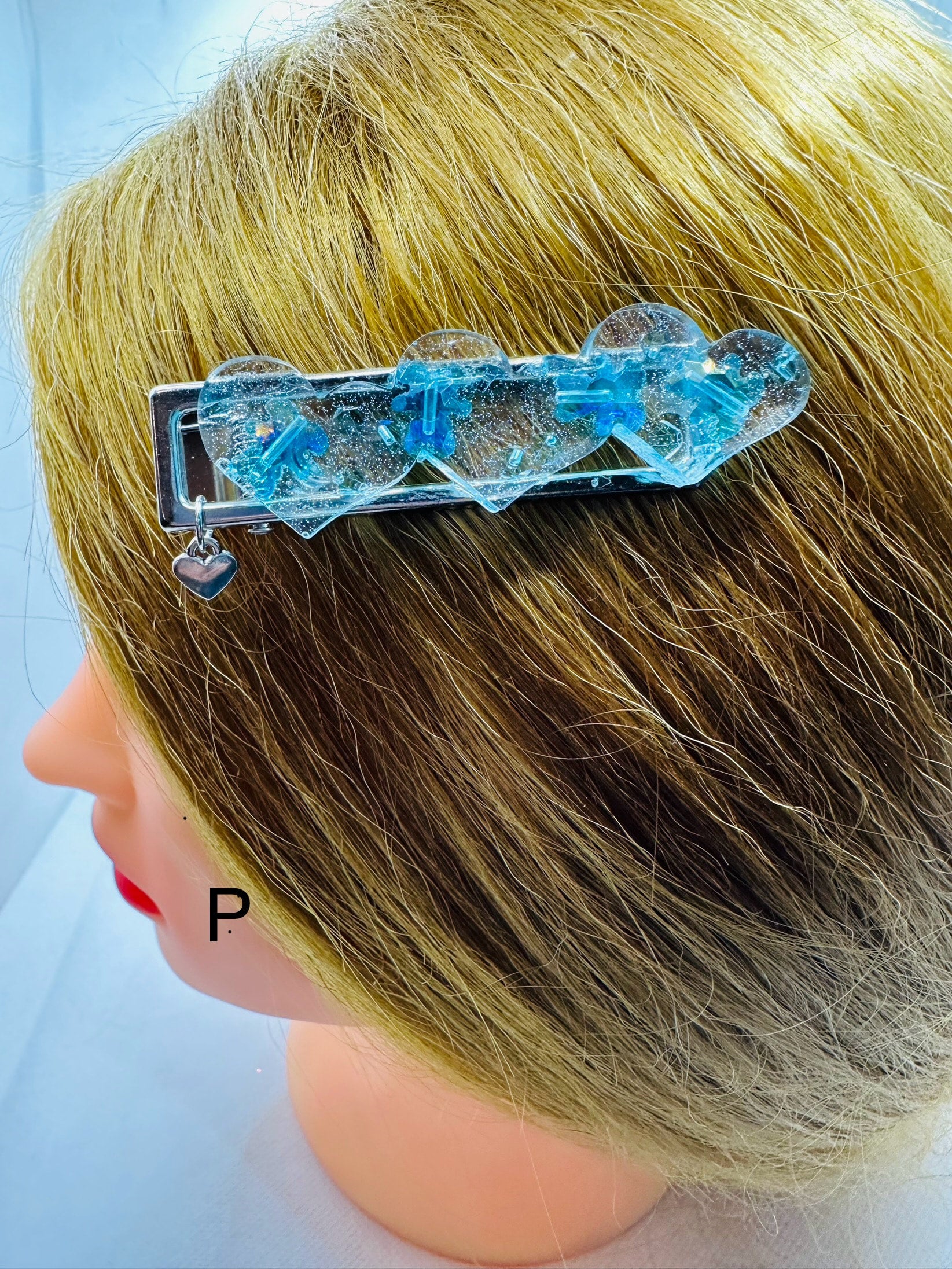 DP-269 FUN CLIPS | WITH COLORFUL BEADS, GLITTER, BUTTERFLIES AND MADE WITH RESIN IN SILVER METAL