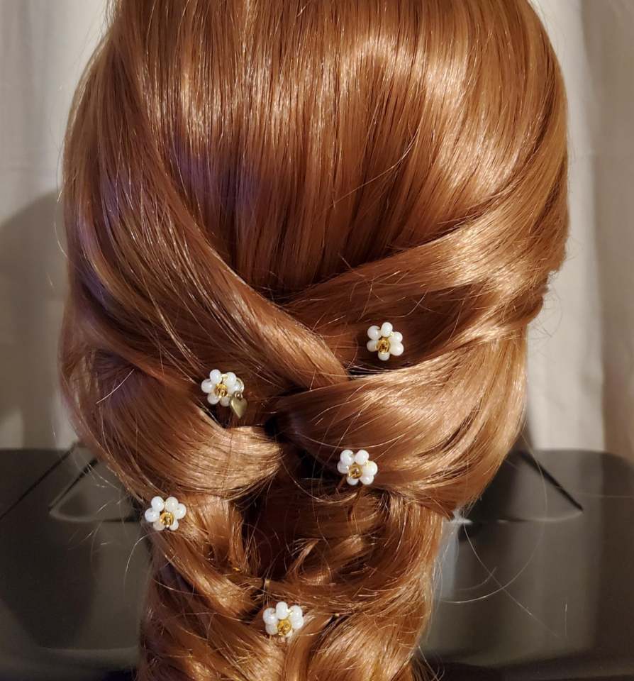 DP-72  PRECIOUS 3 / WHITE GLASS BEADS-GOLDEN GLASS BEADS-GOLD