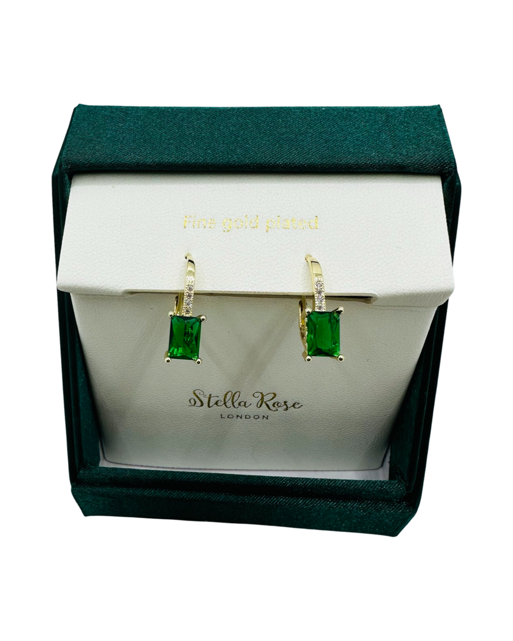 DP-289 Stella Rose London Fine Gold Plated Green CZ earrings