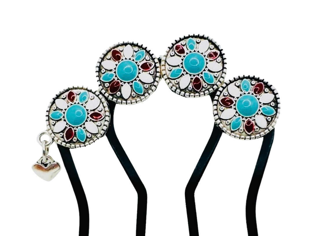 DP-312 DAKOTA | RED, WHITE AND LIGHT BLUE STONES IN SILVER METAL BEADS