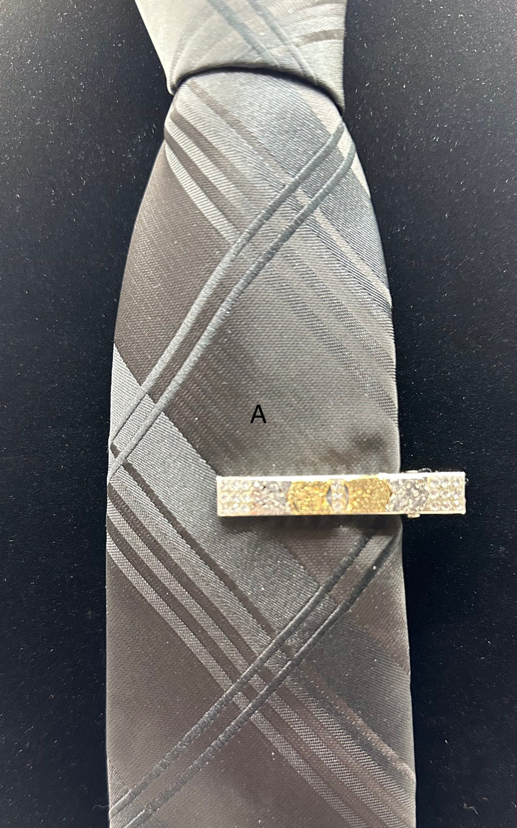 DP-275 MEN TIE CLIPS | GOLD, SILVER, BRONZE, BLACK BEADS AND SHINY STONES