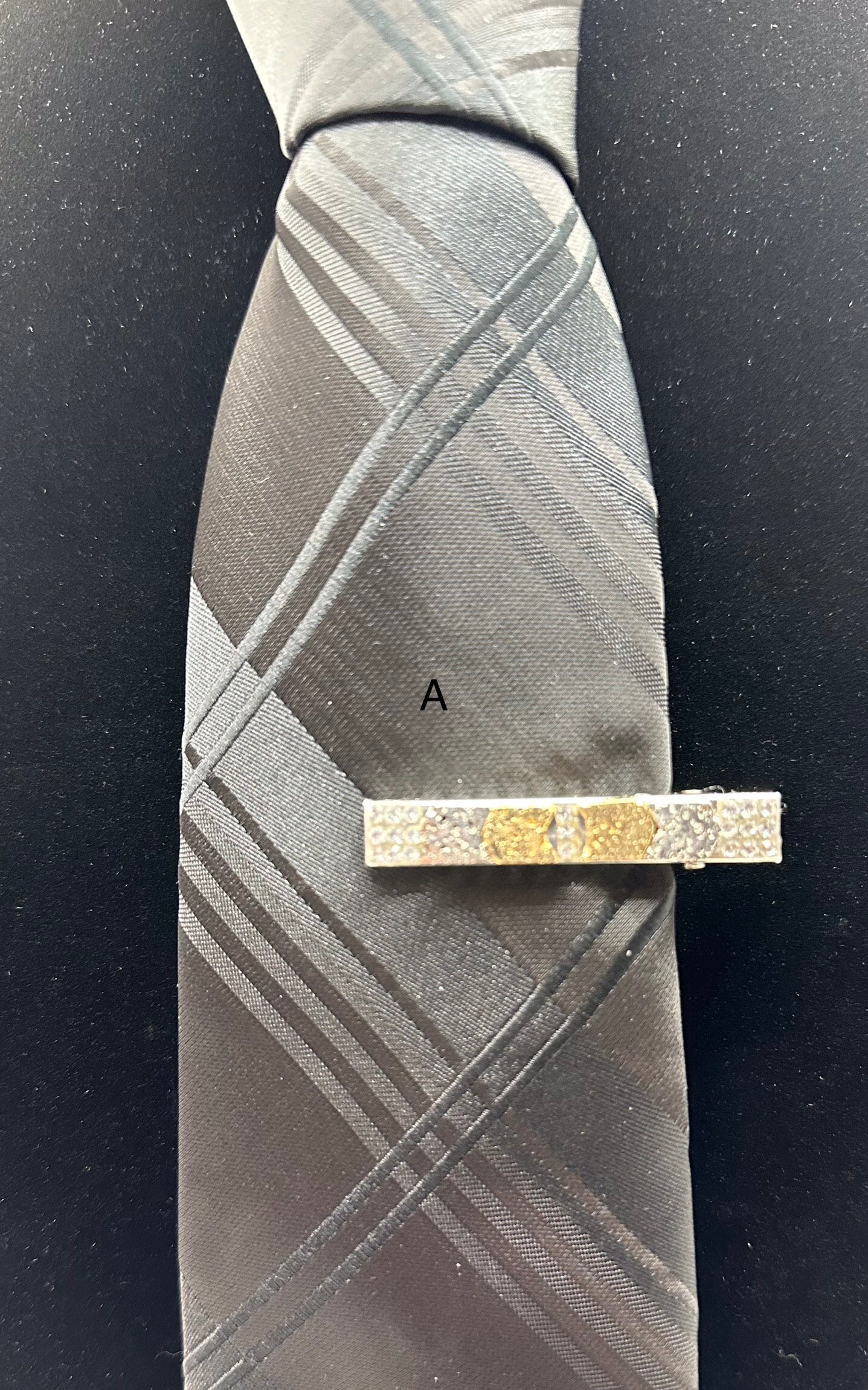 DP-275 MEN TIE CLIPS | GOLD, SILVER, BRONZE, BLACK BEADS AND SHINY STONES