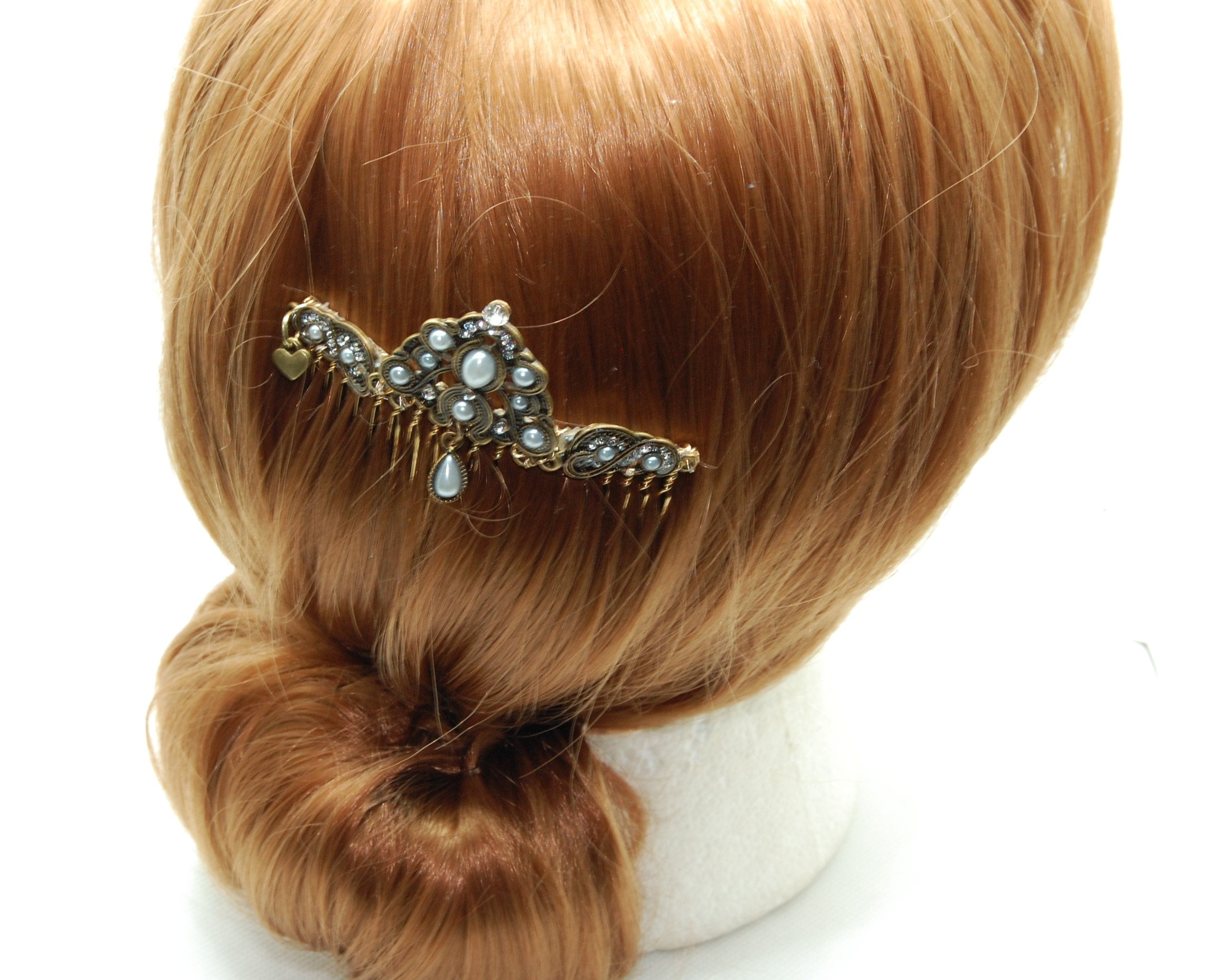 DP-182 MAJESTIC | LIGHT BLUE BEADS - GLASS DIAMOND- OXIDIZED BRASS- VINTAGE LOOK