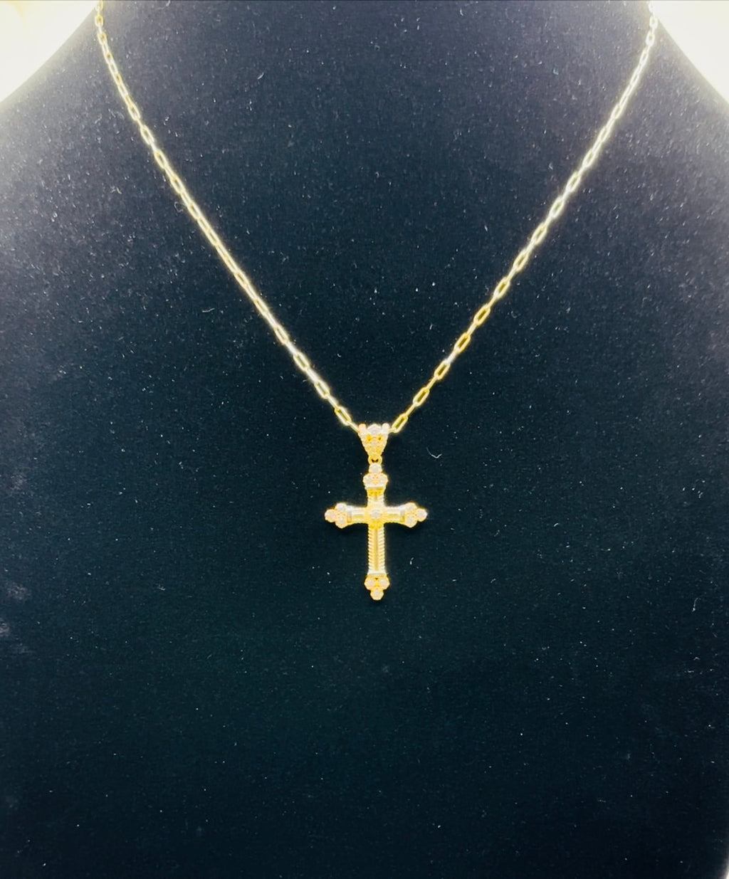 DP-280  18” GUILIANA Cross Necklace Gold plated sterling silver 925