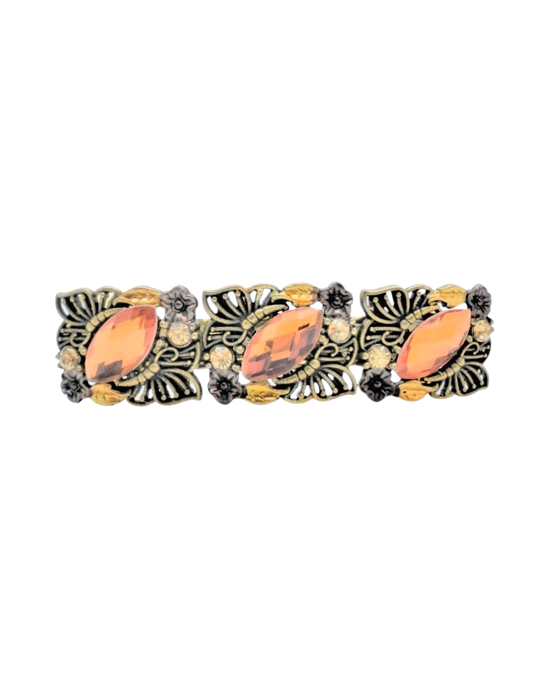 DP-211 BUTTERFLIES WINGS | BRONZE METAL BUTTERFLIES W/ORANGE GLASS BEADS