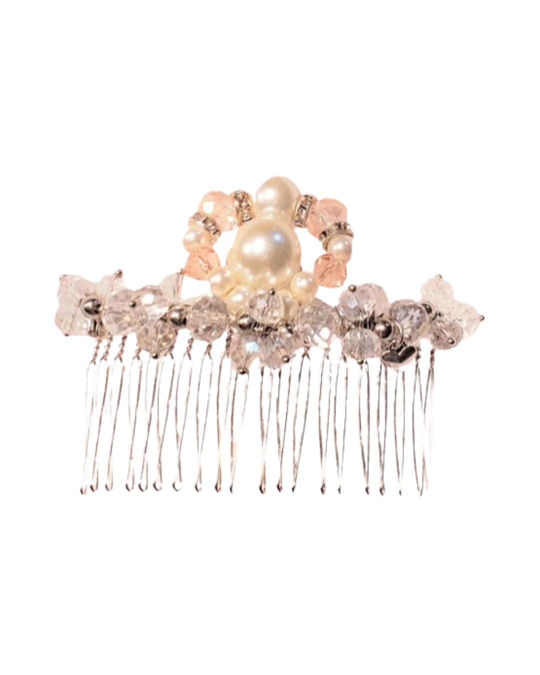 DP-90  SPARKLE/WHITE GLASS PEARLS -PINK GLASS & CLEAR BEADS-GLASS DIAMONDS