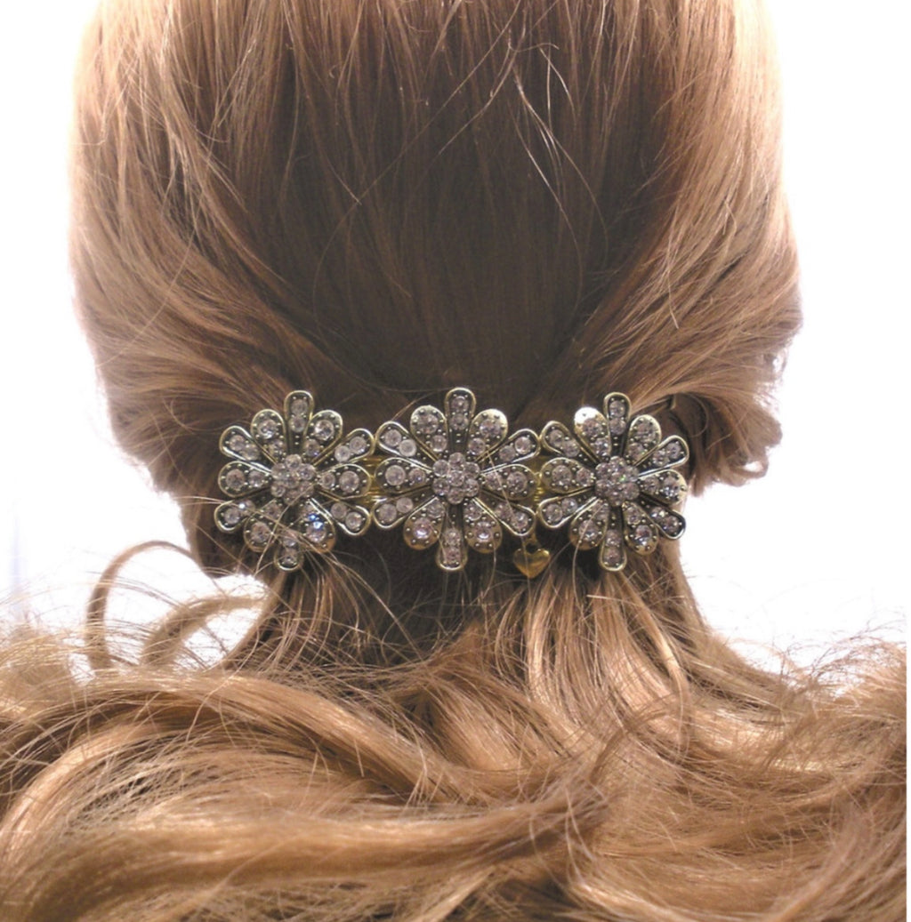 DP-208  DIAMONDS 2 | METAL FLOWERS W/GLASS DIAMONDS