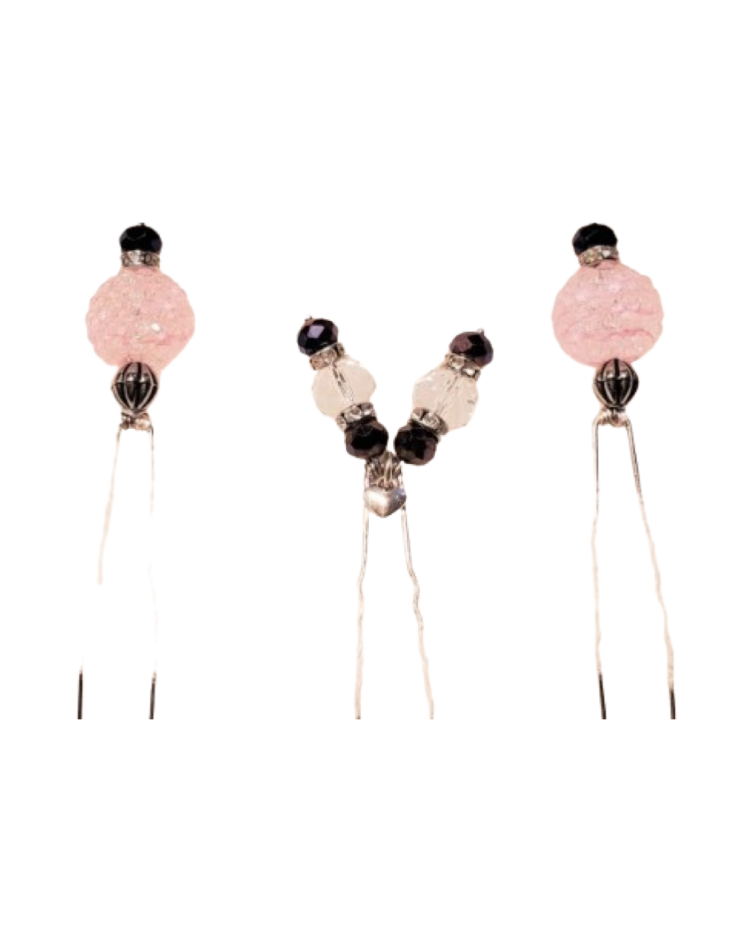 DP-134  LOVELY/CLEAR PINK BEADS/GLASS-PURPLE BEADS W/GLASS DIAMONDS