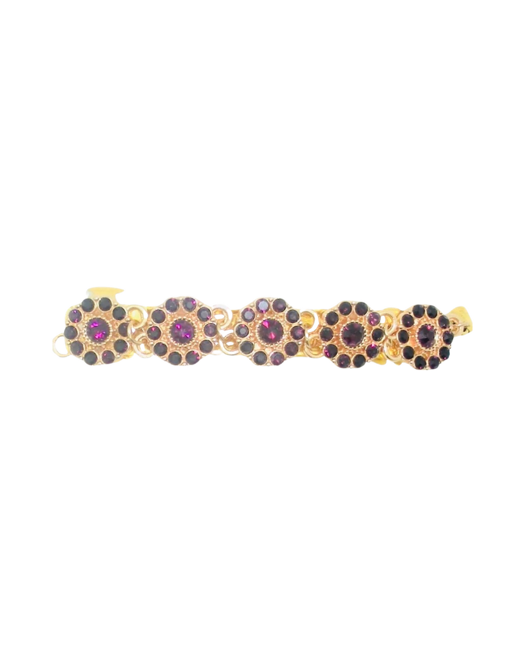 DP-203 ESCARLATA | FLORES DORADAS CON PIEDRAS DE CRISTAL ROJO