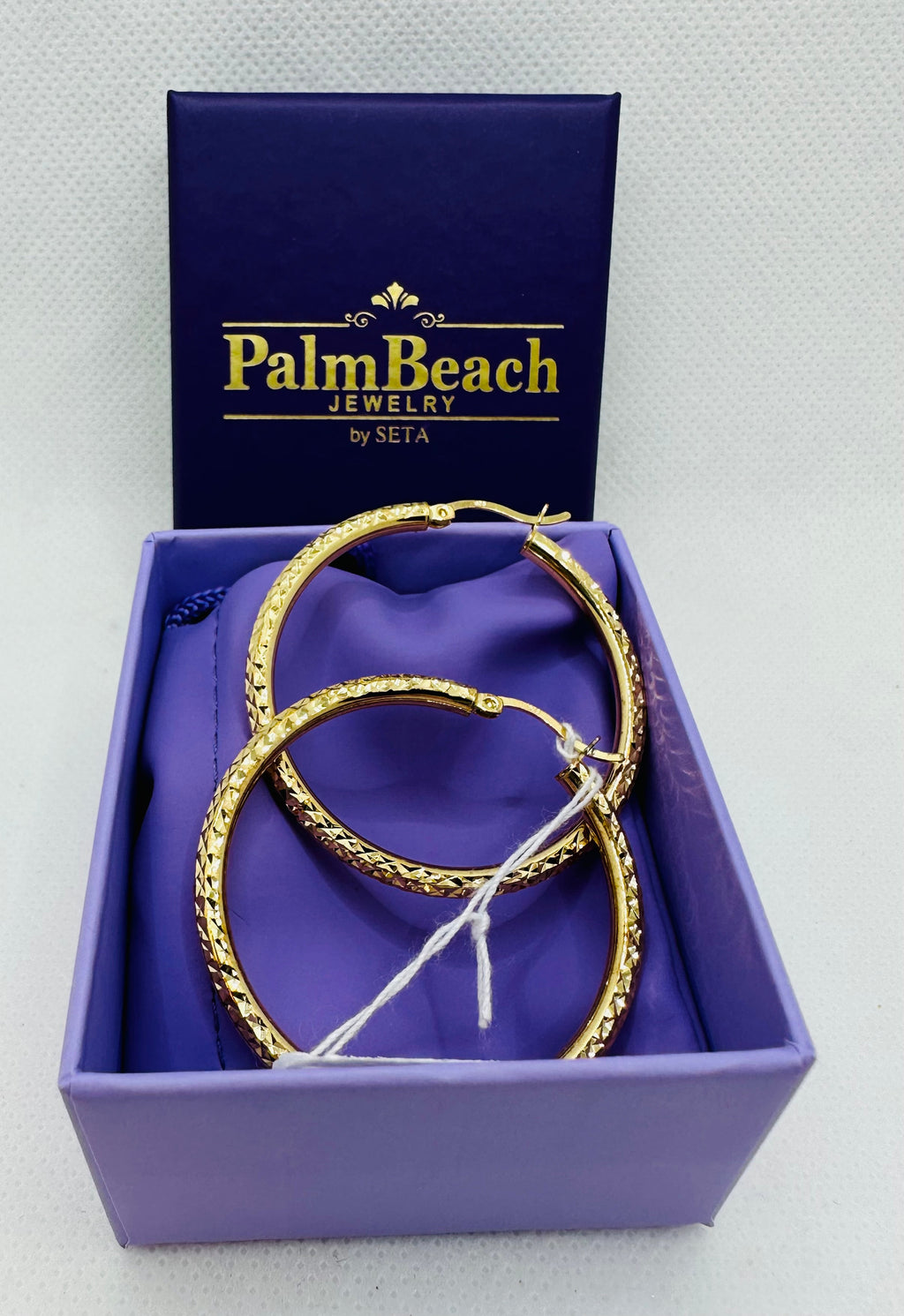 DP-266  18k Gold Plated Sterling Silver Diamond Cut Hoops 1 1/2" Diameter 925