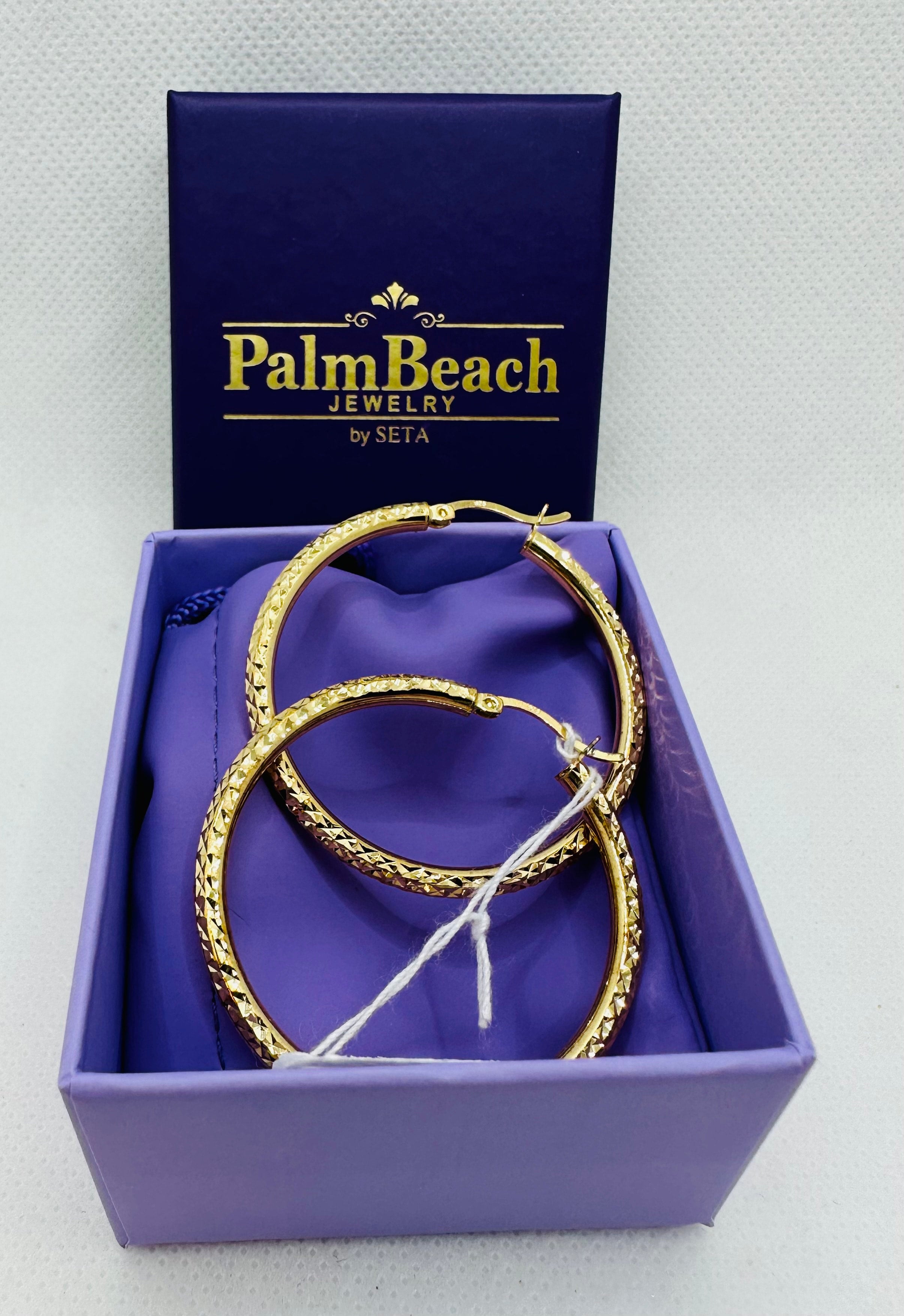 DP-266  18k Gold Plated Sterling Silver Diamond Cut Hoops 1 1/2" Diameter 925
