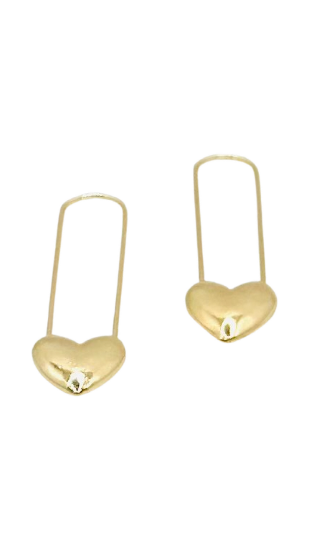 DP-297 18K Gold Plated Earrings Heart Safety Pins Nickel Free