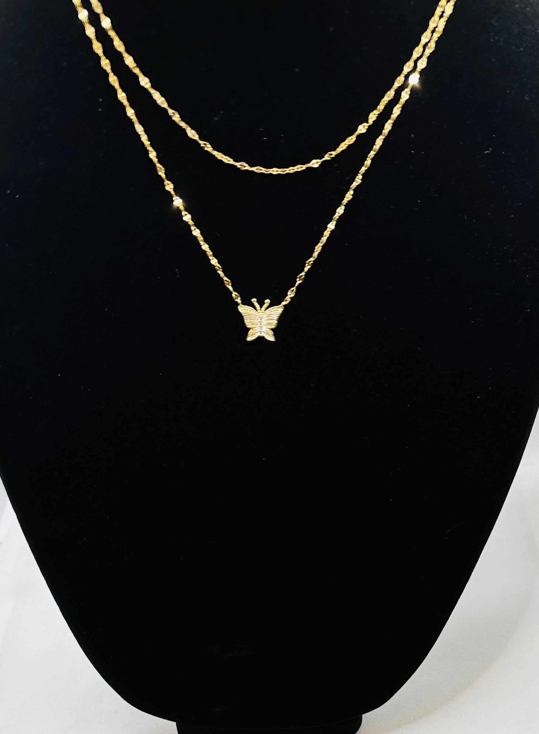 DP-308 Guiliana New York | Sterling Silver Gold Plated CZ Butterfly Necklace 925